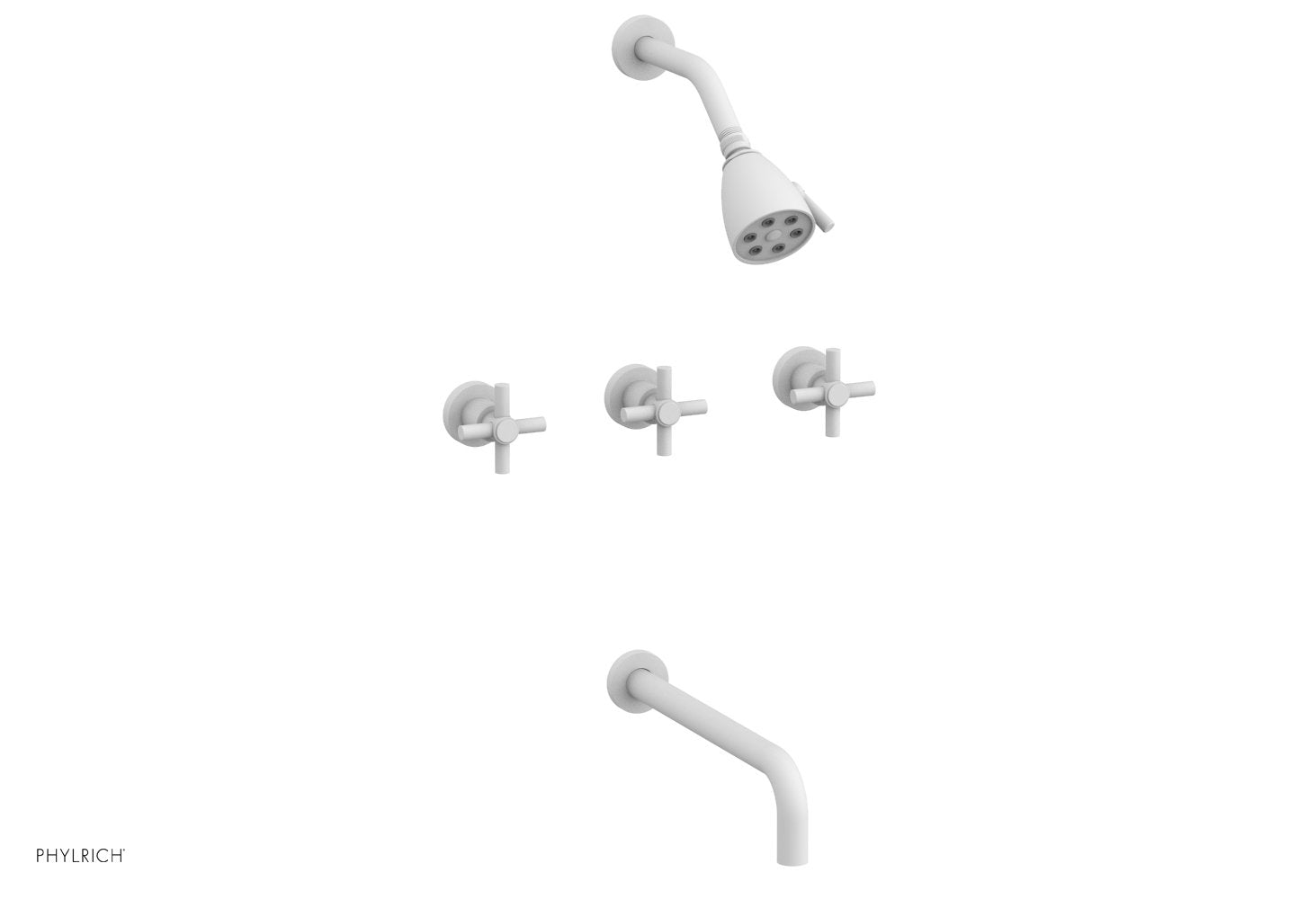 BASIC Three Handle Tub and Shower Set 12" Spout - Tubular Cross Handles D2134-12