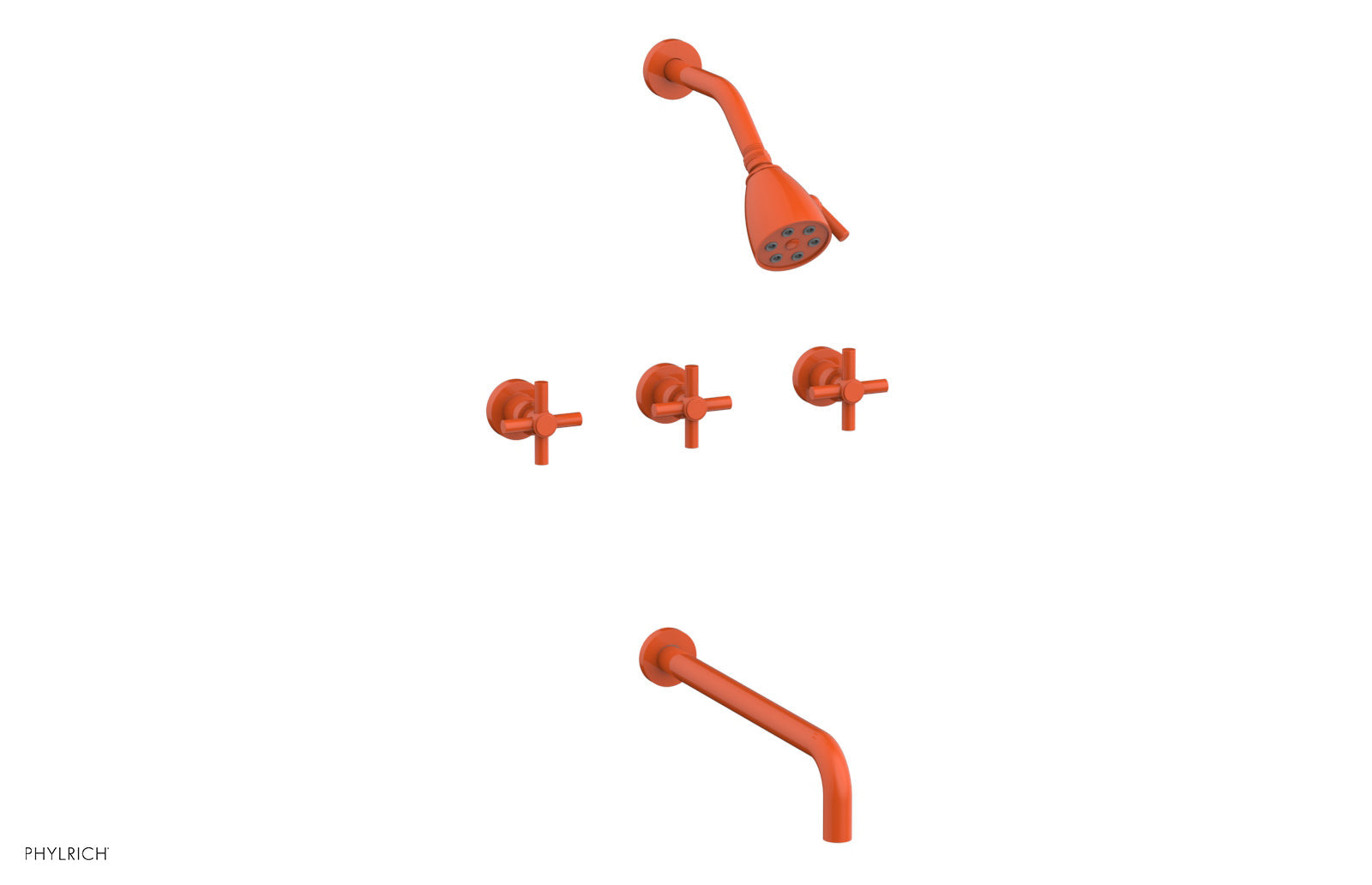 BASIC Three Handle Tub and Shower Set 14" Spout - Tubular Cross Handles D2134-14