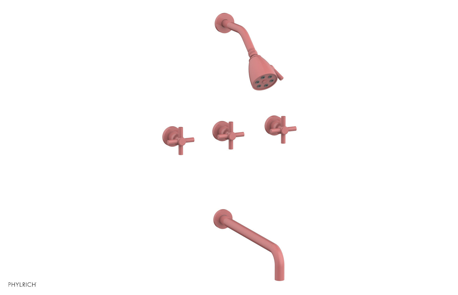 BASIC Three Handle Tub and Shower Set 14" Spout - Tubular Cross Handles D2134-14