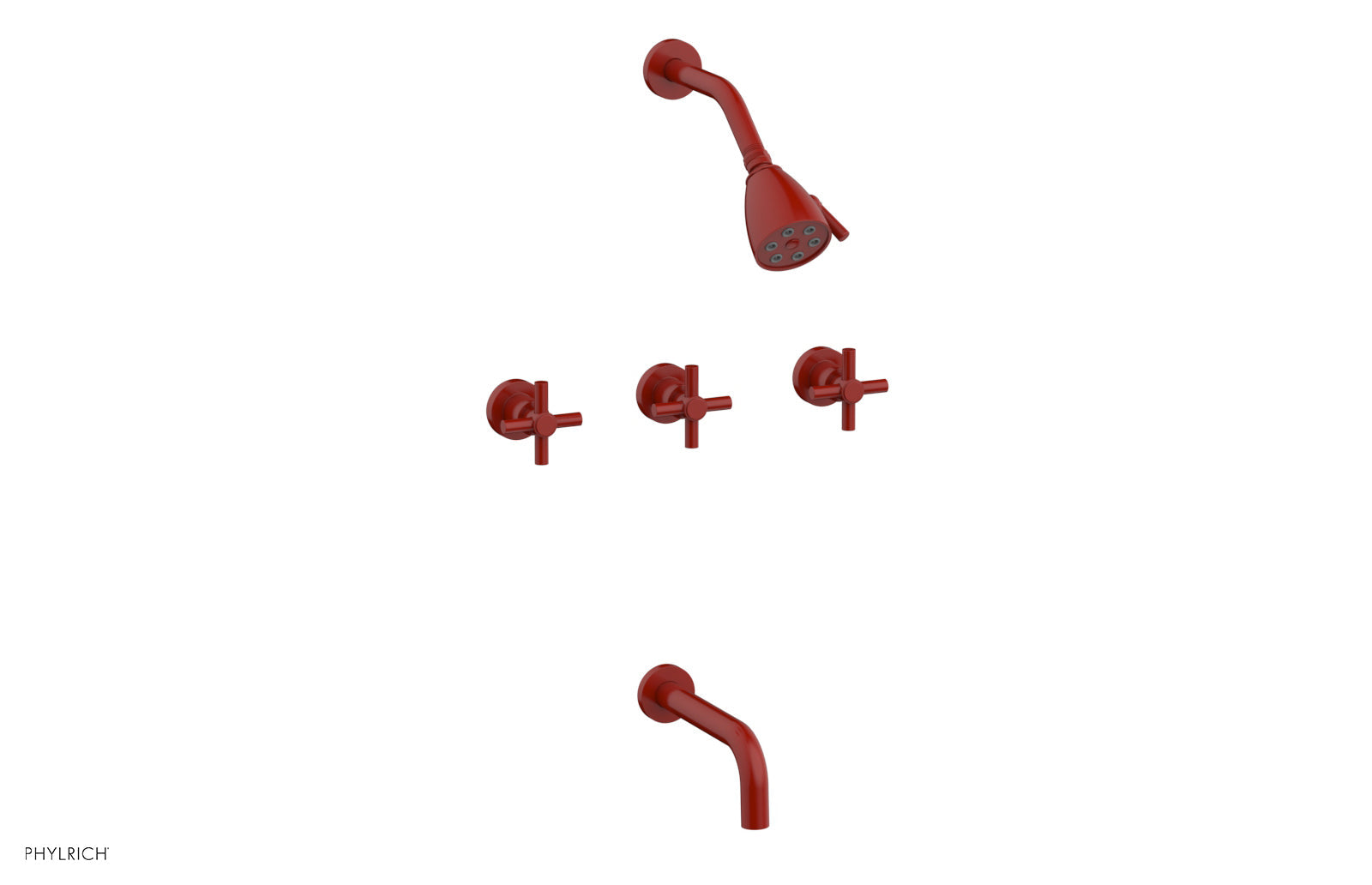 BASIC Three Handle Tub and Shower Set 7 1/2" Spout - Tubular Cross Handles D2134