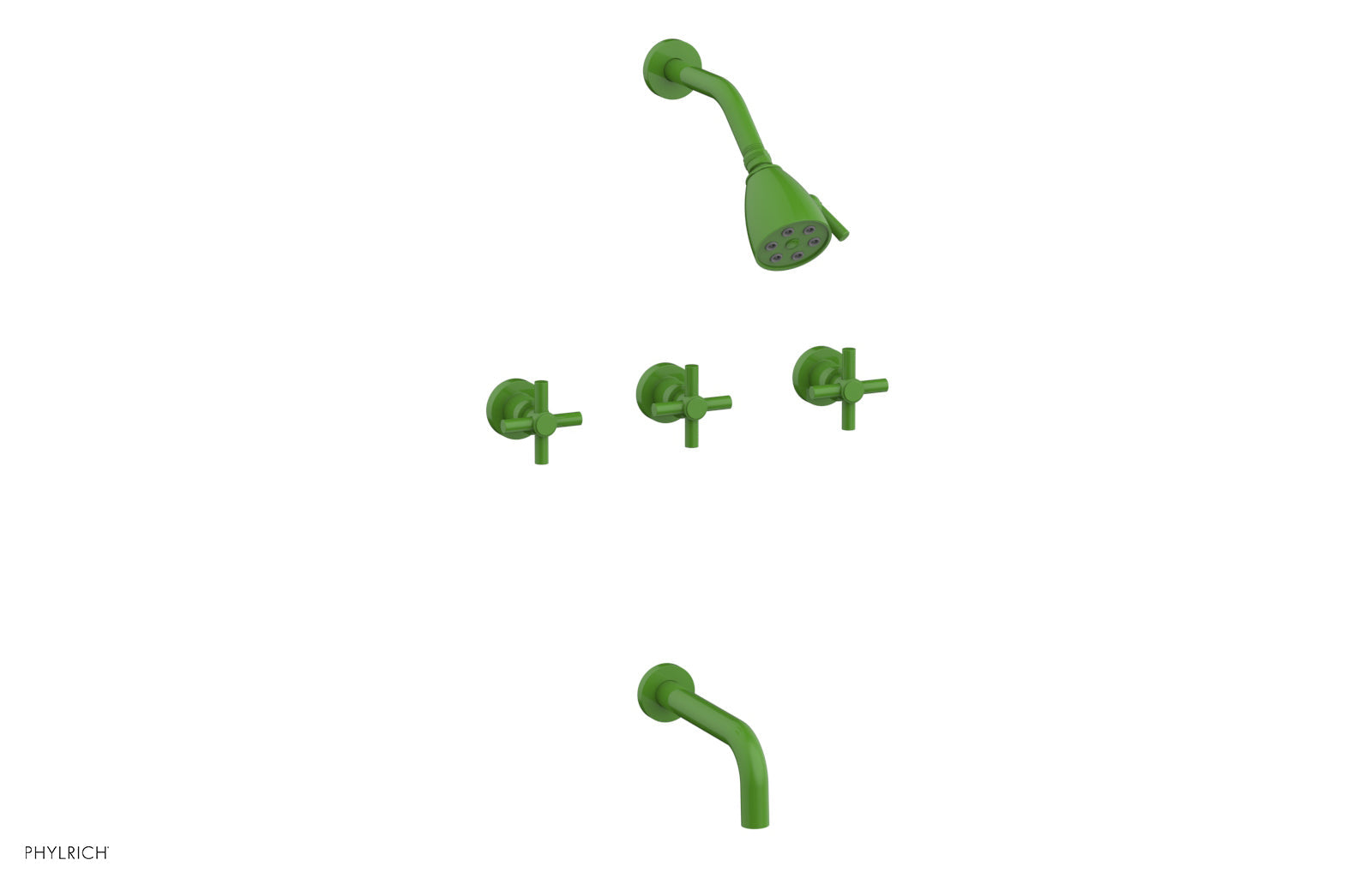 BASIC Three Handle Tub and Shower Set 7 1/2" Spout - Tubular Cross Handles D2134