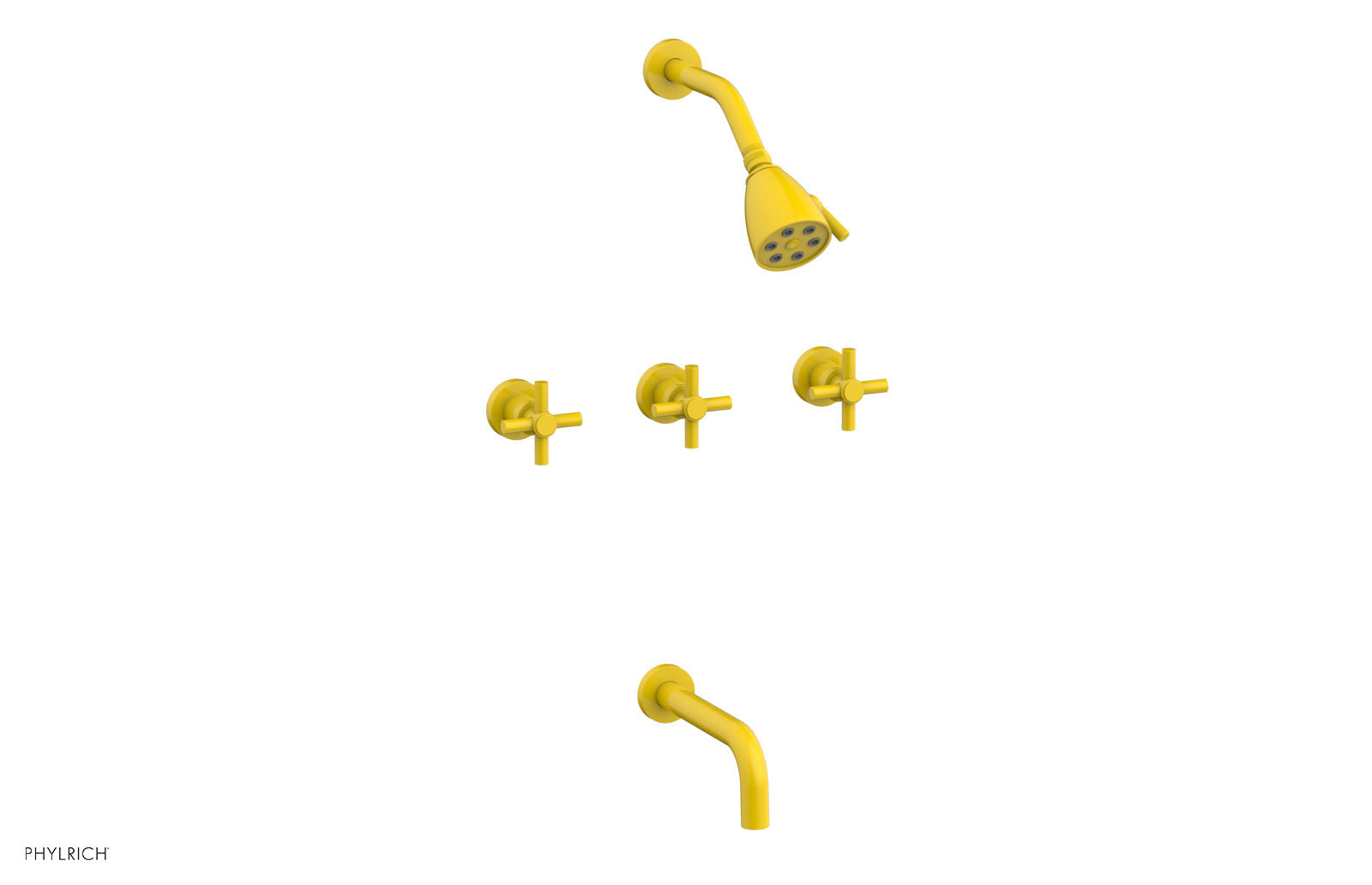 BASIC Three Handle Tub and Shower Set 7 1/2" Spout - Tubular Cross Handles D2134