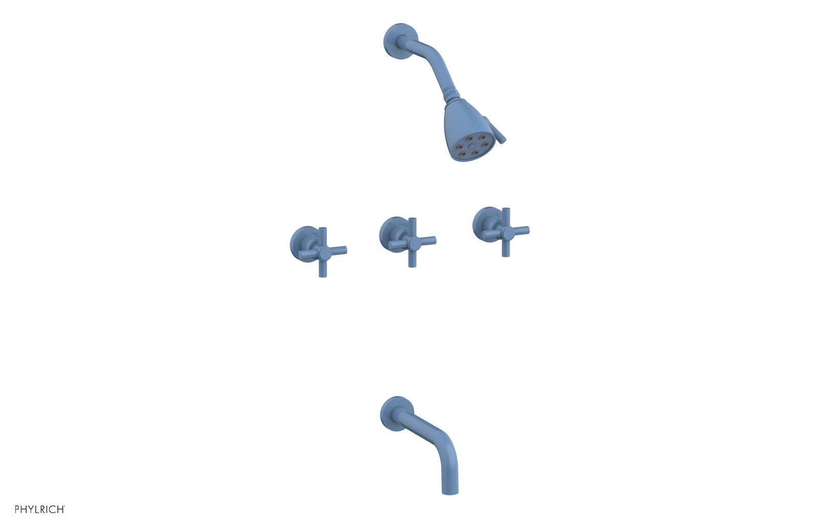 BASIC Three Handle Tub and Shower Set 7 1/2" Spout - Tubular Cross Handles D2134