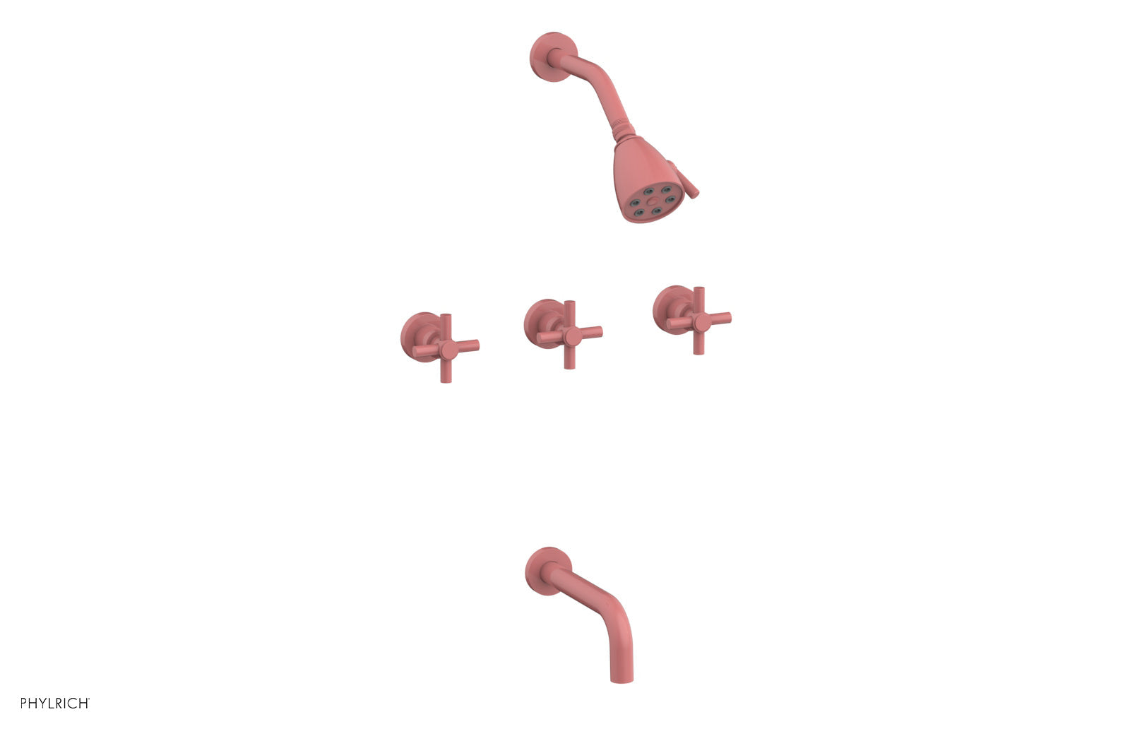 BASIC Three Handle Tub and Shower Set 7 1/2" Spout - Tubular Cross Handles D2134