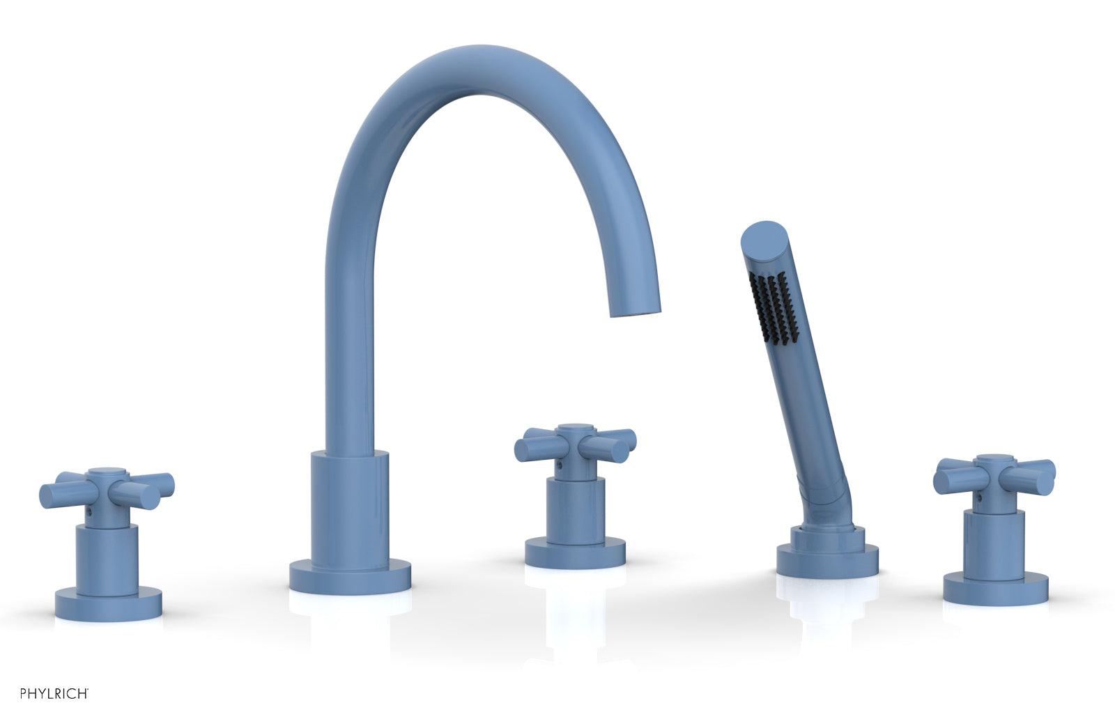 BASIC Deck Tub Set with Hand Shower - Tubular Cross Handles D2134C1