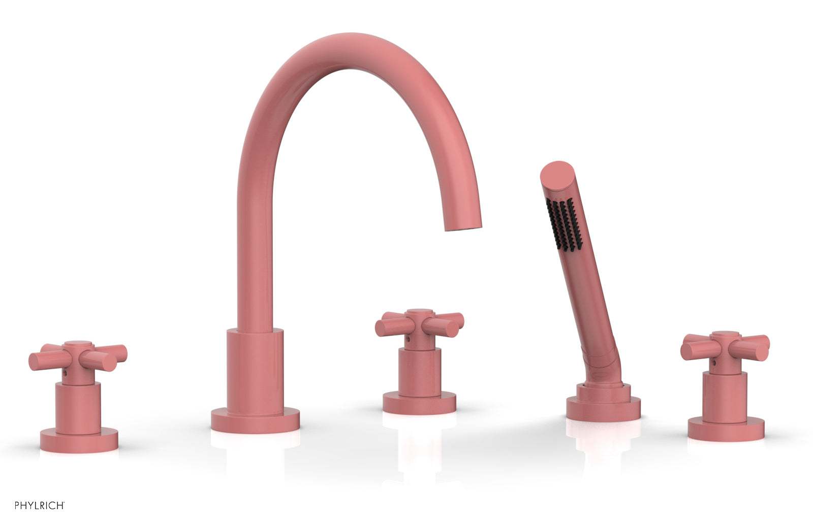 BASIC Deck Tub Set with Hand Shower - Tubular Cross Handles D2134C1