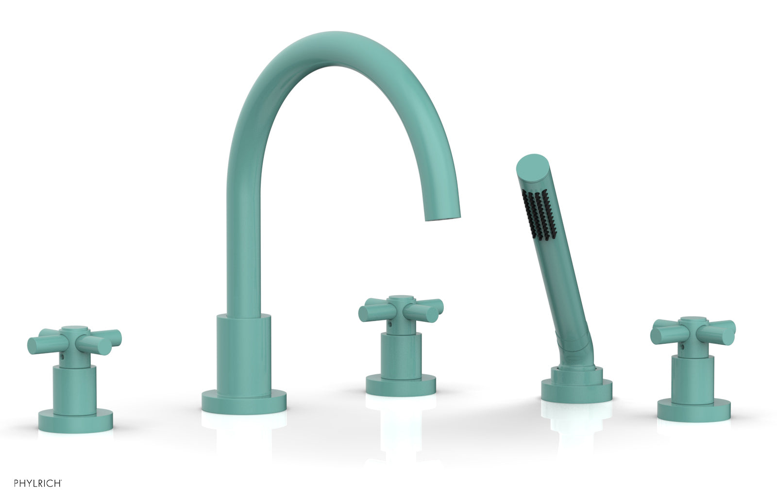 BASIC Deck Tub Set with Hand Shower - Tubular Cross Handles D2134C1