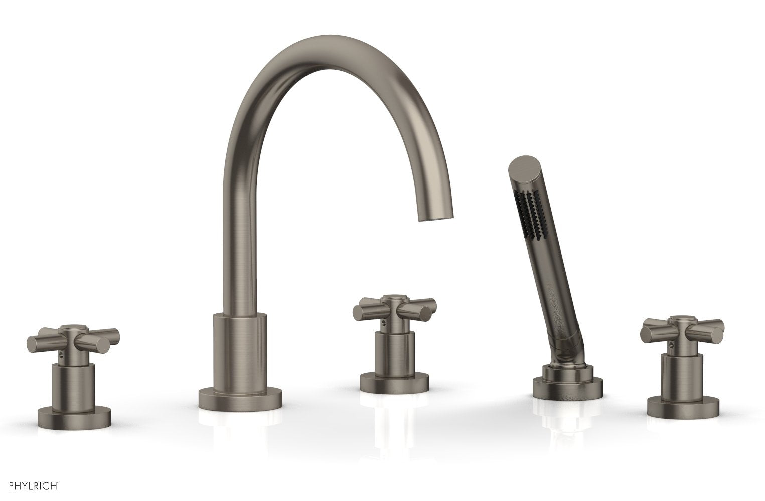 BASIC Deck Tub Set with Hand Shower - Tubular Cross Handles D2134C1