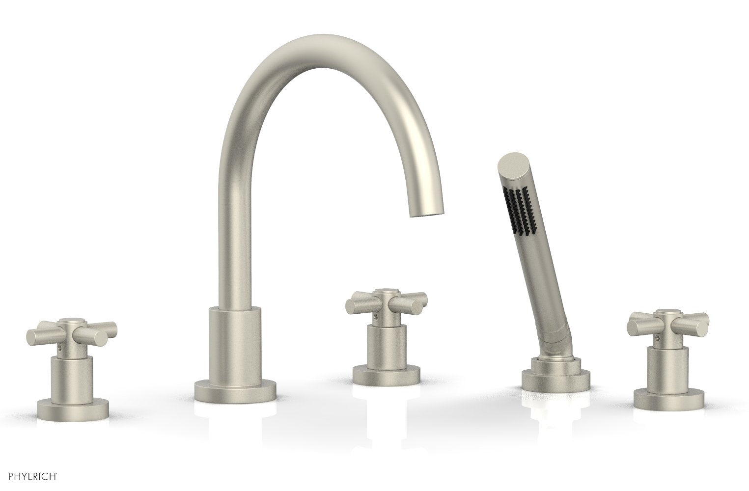 BASIC Deck Tub Set with Hand Shower - Tubular Cross Handles D2134C1