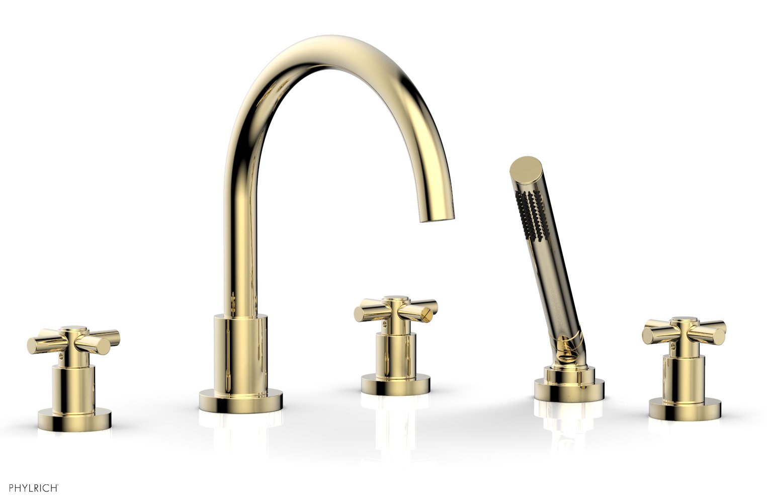 BASIC Deck Tub Set with Hand Shower - Tubular Cross Handles D2134C1