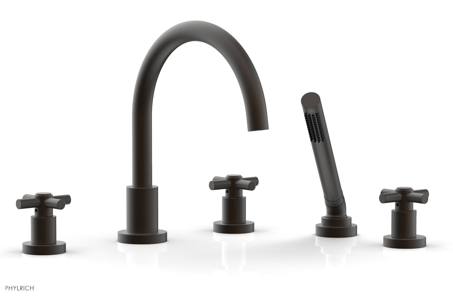 BASIC Deck Tub Set with Hand Shower - Tubular Cross Handles D2134C1