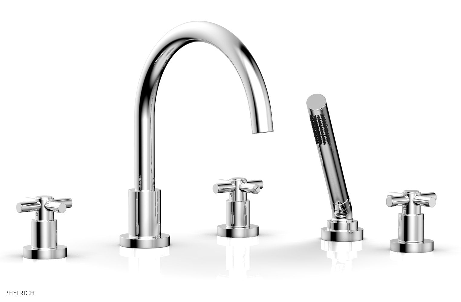 BASIC Deck Tub Set with Hand Shower - Tubular Cross Handles D2134C1