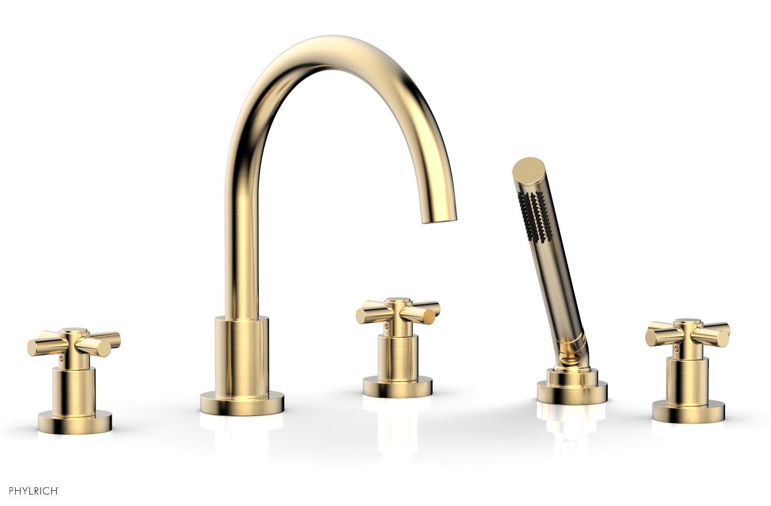 BASIC Deck Tub Set with Hand Shower - Tubular Cross Handles D2134C1