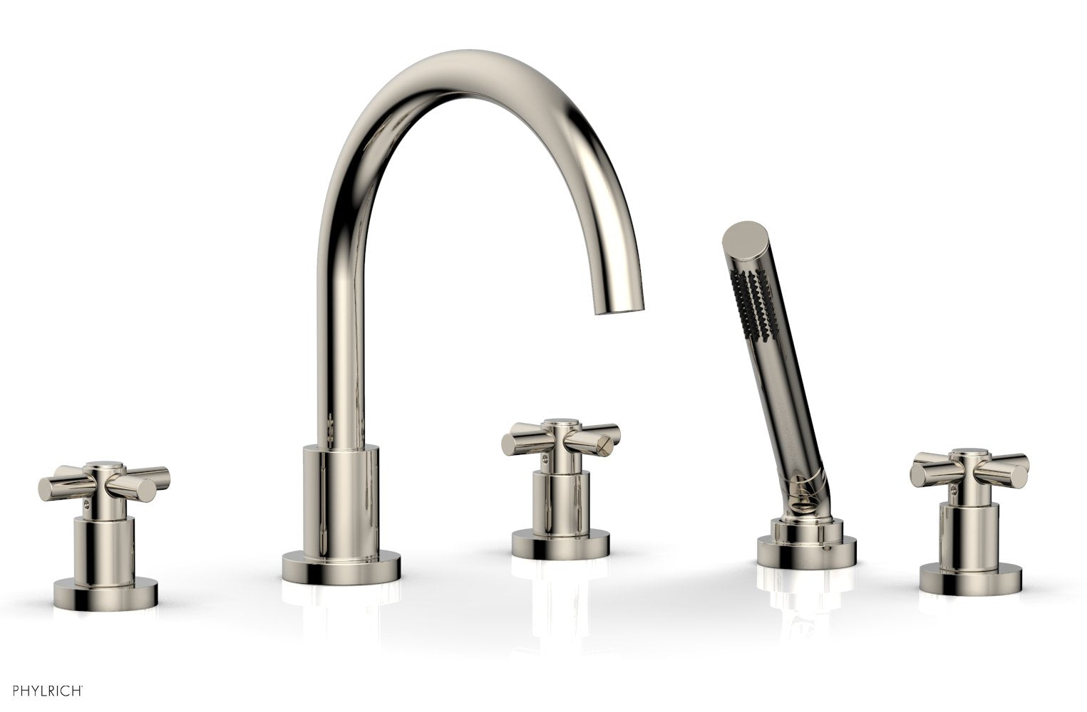 BASIC Deck Tub Set with Hand Shower - Tubular Cross Handles D2134C1