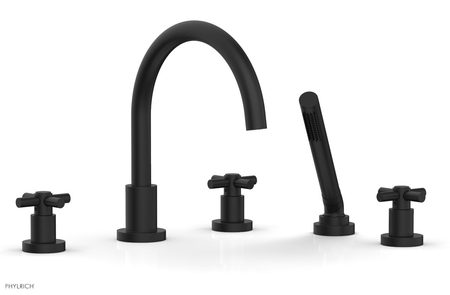 BASIC Deck Tub Set with Hand Shower - Tubular Cross Handles D2134C1