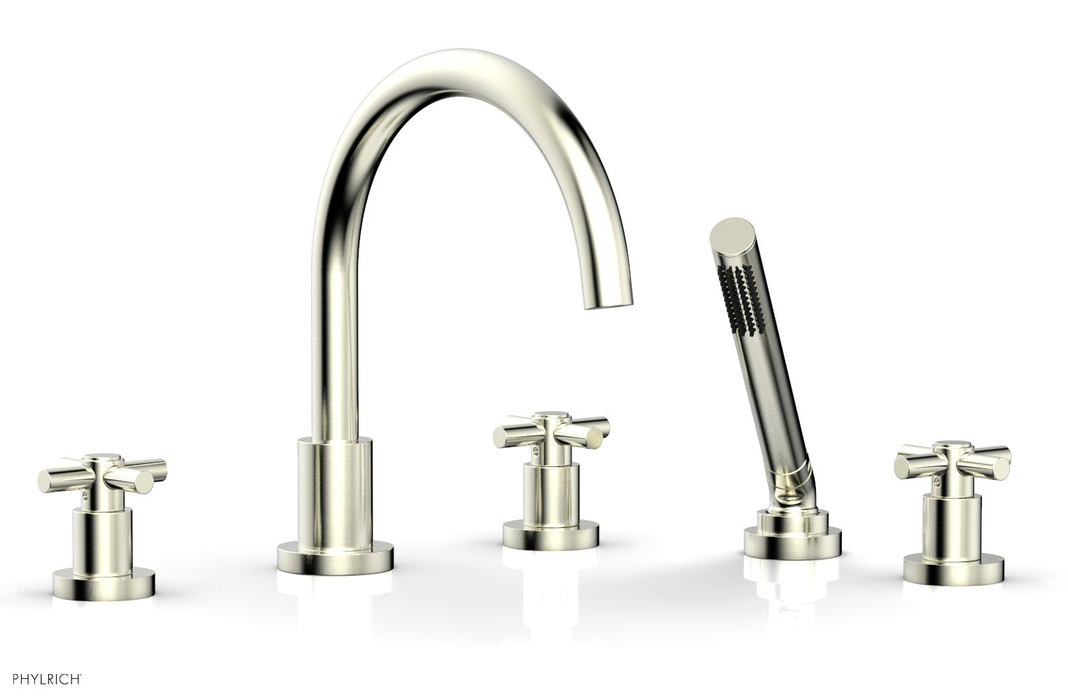 BASIC Deck Tub Set with Hand Shower - Tubular Cross Handles D2134C1