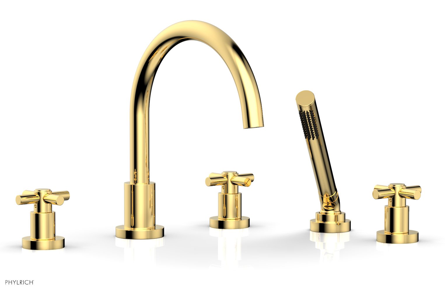 BASIC Deck Tub Set with Hand Shower - Tubular Cross Handles D2134C1