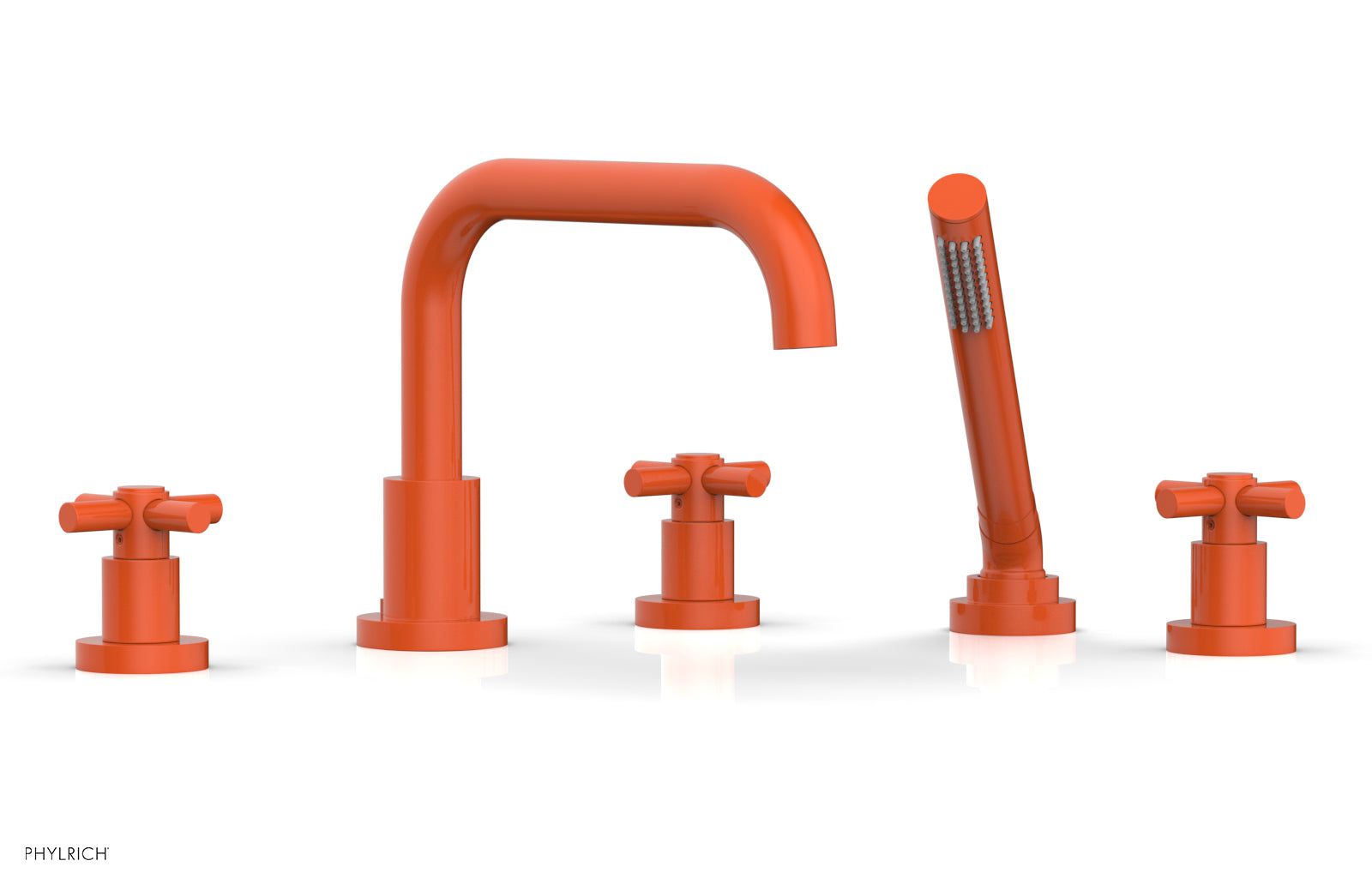 BASIC Deck Tub Set with Hand Shower - Tubular Cross Handles D2136D1