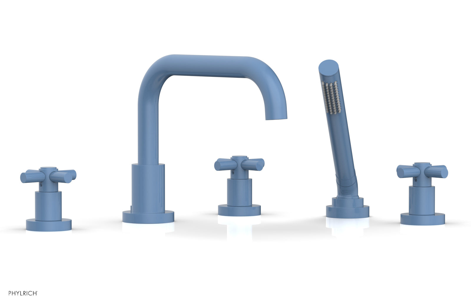 BASIC Deck Tub Set with Hand Shower - Tubular Cross Handles D2136D1