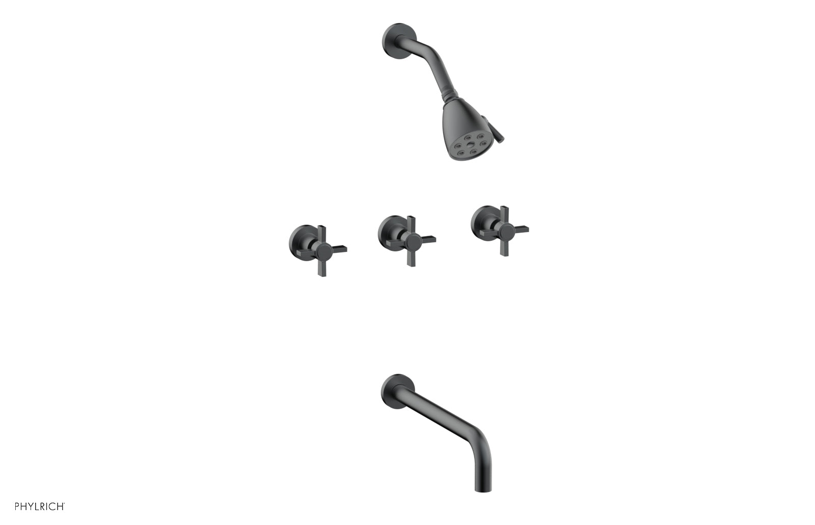 BASIC Three Handle Tub and Shower Set 12" Spout - Blade Cross Handles D2137-12