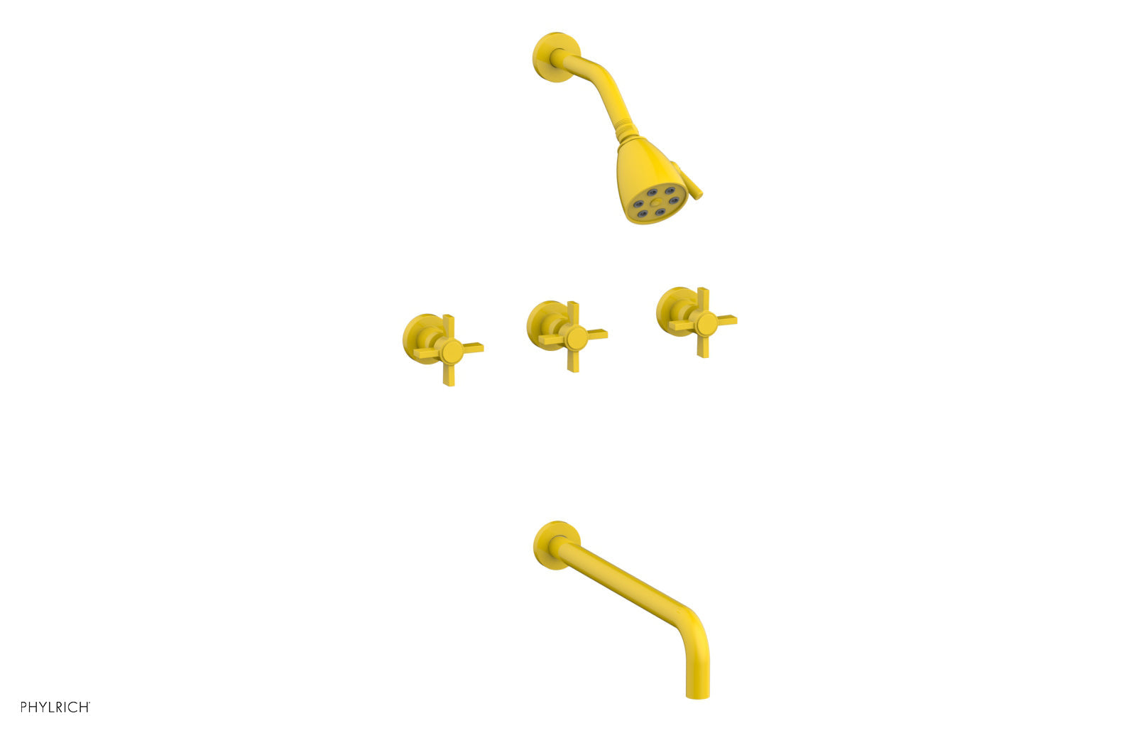 BASIC Three Handle Tub and Shower Set 14" Spout - Blade Cross Handles D2137-14