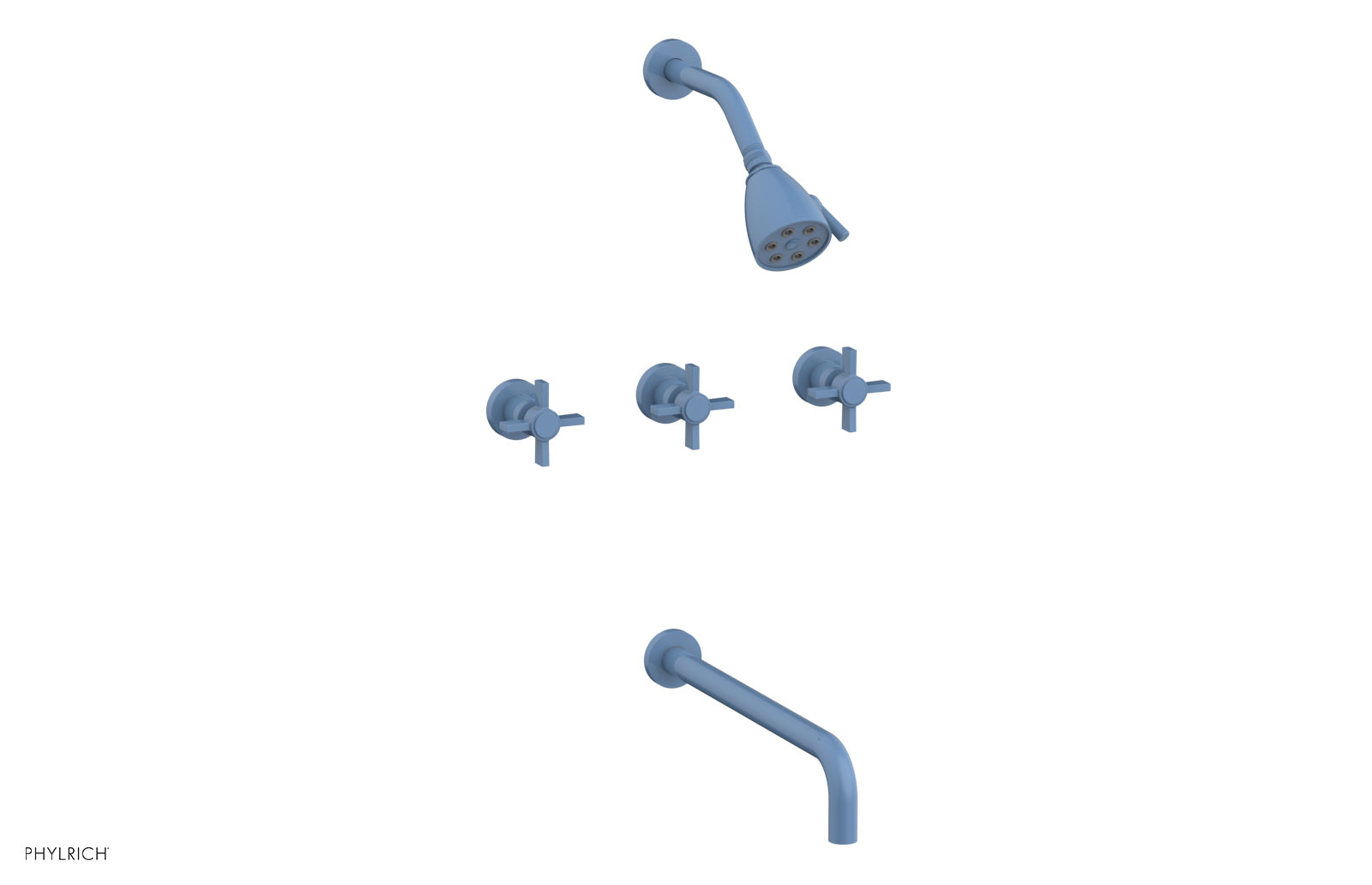 BASIC Three Handle Tub and Shower Set 14" Spout - Blade Cross Handles D2137-14