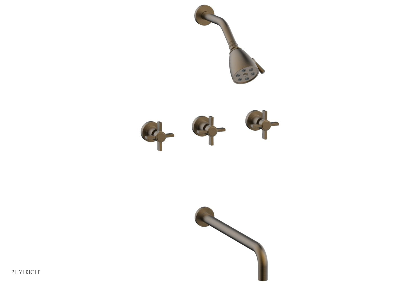 BASIC Three Handle Tub and Shower Set 14" Spout - Blade Cross Handles D2137-14