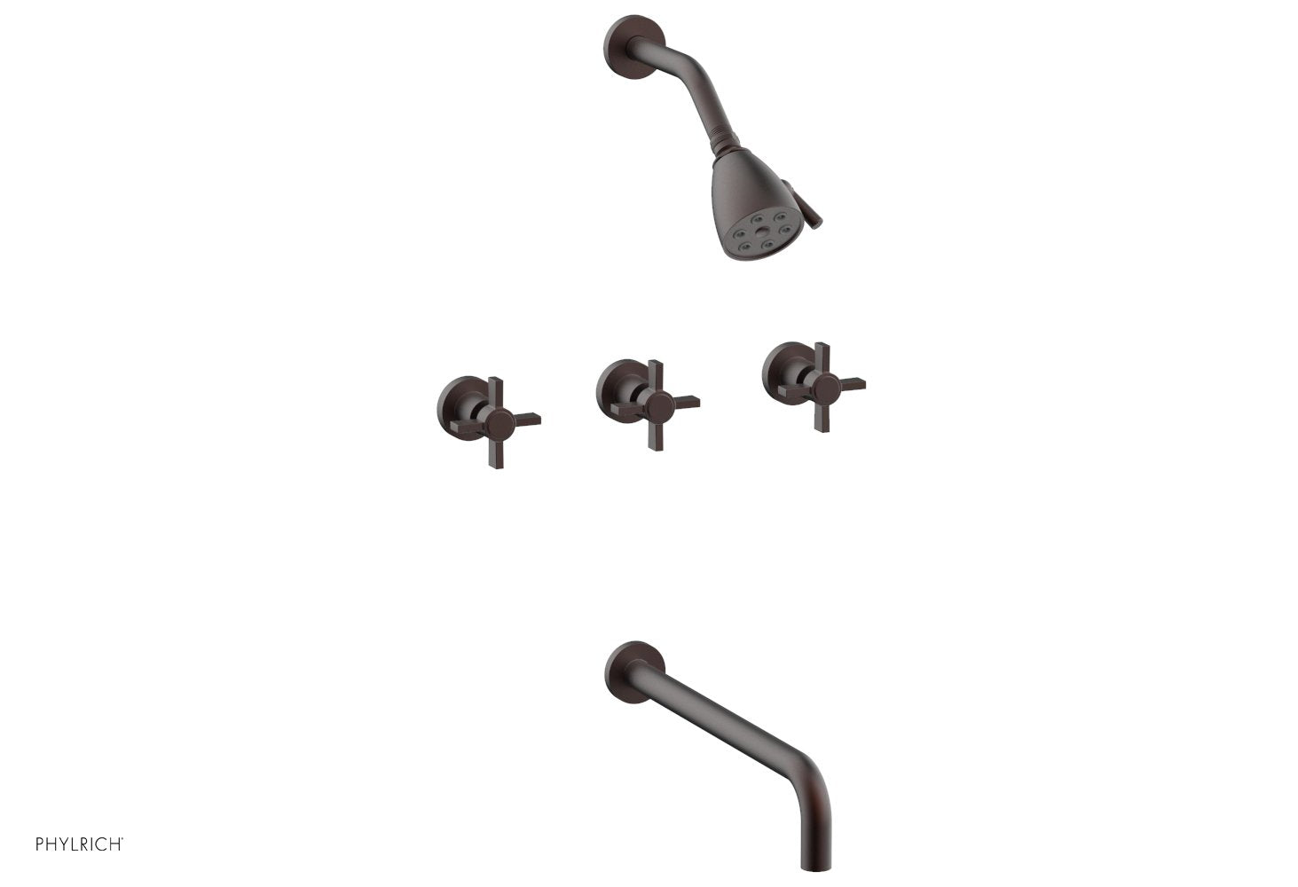 BASIC Three Handle Tub and Shower Set 14" Spout - Blade Cross Handles D2137-14