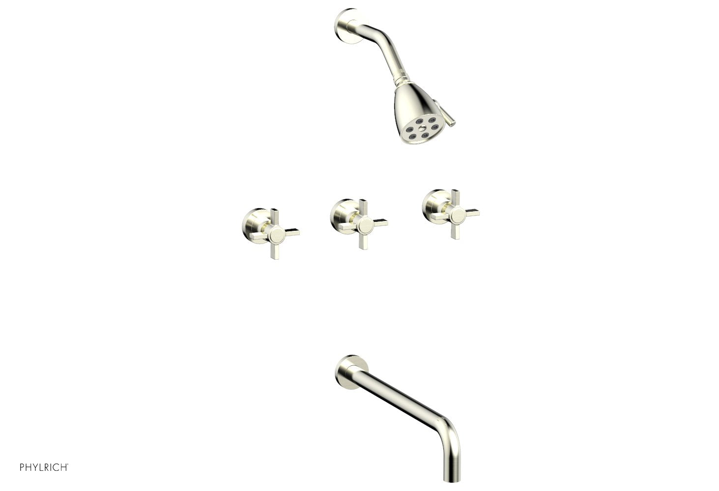 BASIC Three Handle Tub and Shower Set 14" Spout - Blade Cross Handles D2137-14