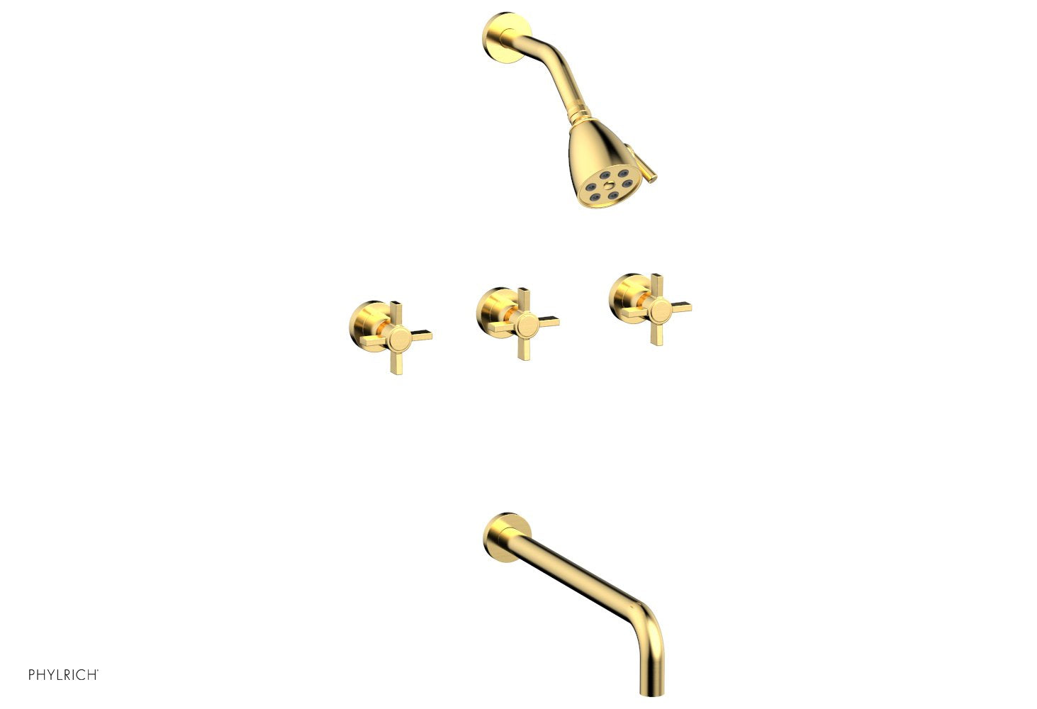 BASIC Three Handle Tub and Shower Set 14" Spout - Blade Cross Handles D2137-14