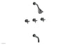 BASIC Three Handle Tub and Shower Set 7 1/2" Spout - Blade Cross Handles D2137