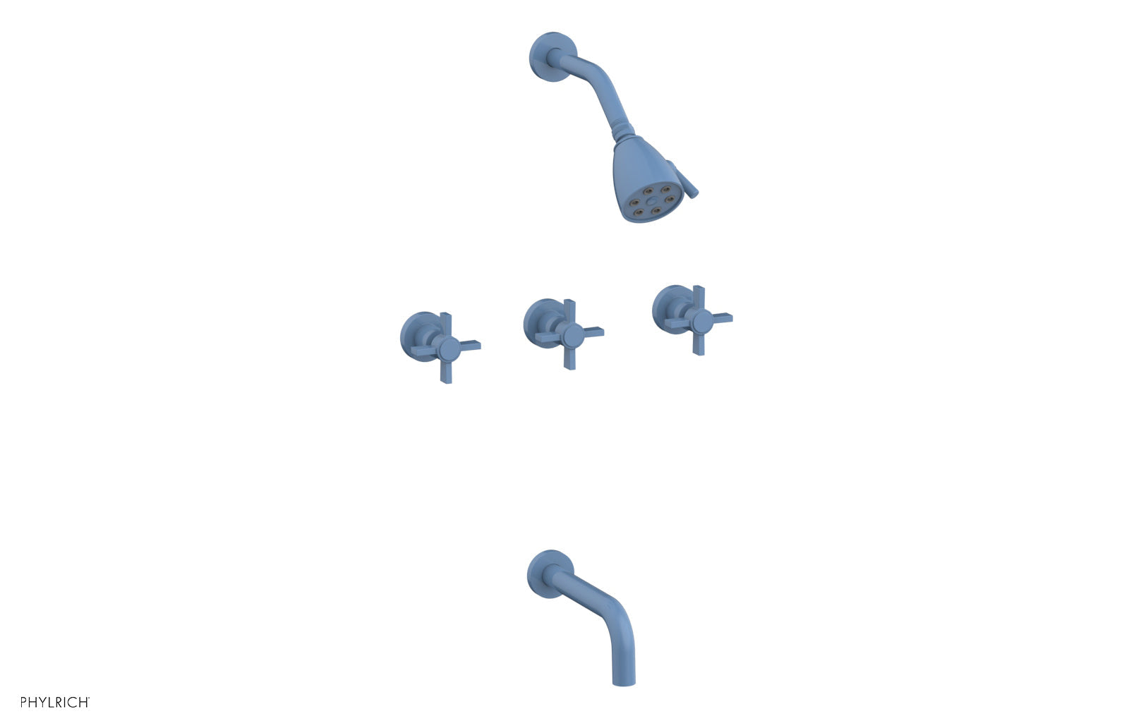 BASIC Three Handle Tub and Shower Set 7 1/2" Spout - Blade Cross Handles D2137