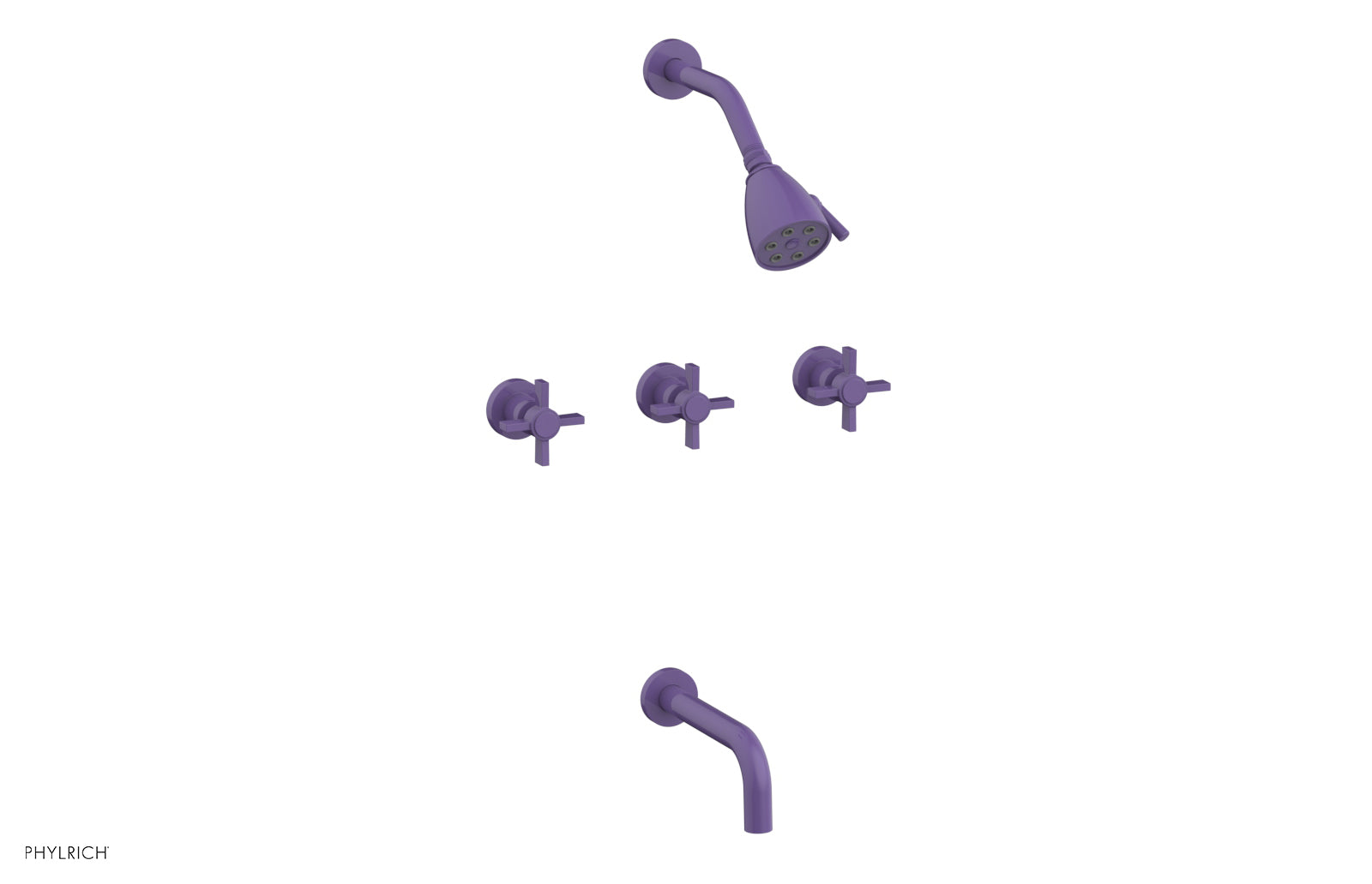 BASIC Three Handle Tub and Shower Set 7 1/2" Spout - Blade Cross Handles D2137