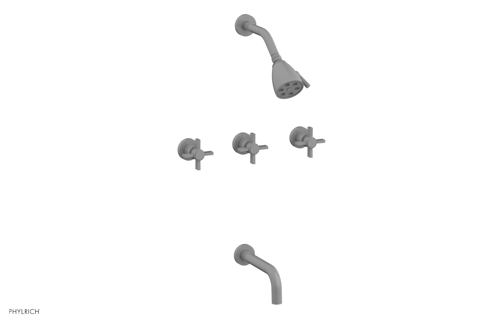 BASIC Three Handle Tub and Shower Set 7 1/2" Spout - Blade Cross Handles D2137