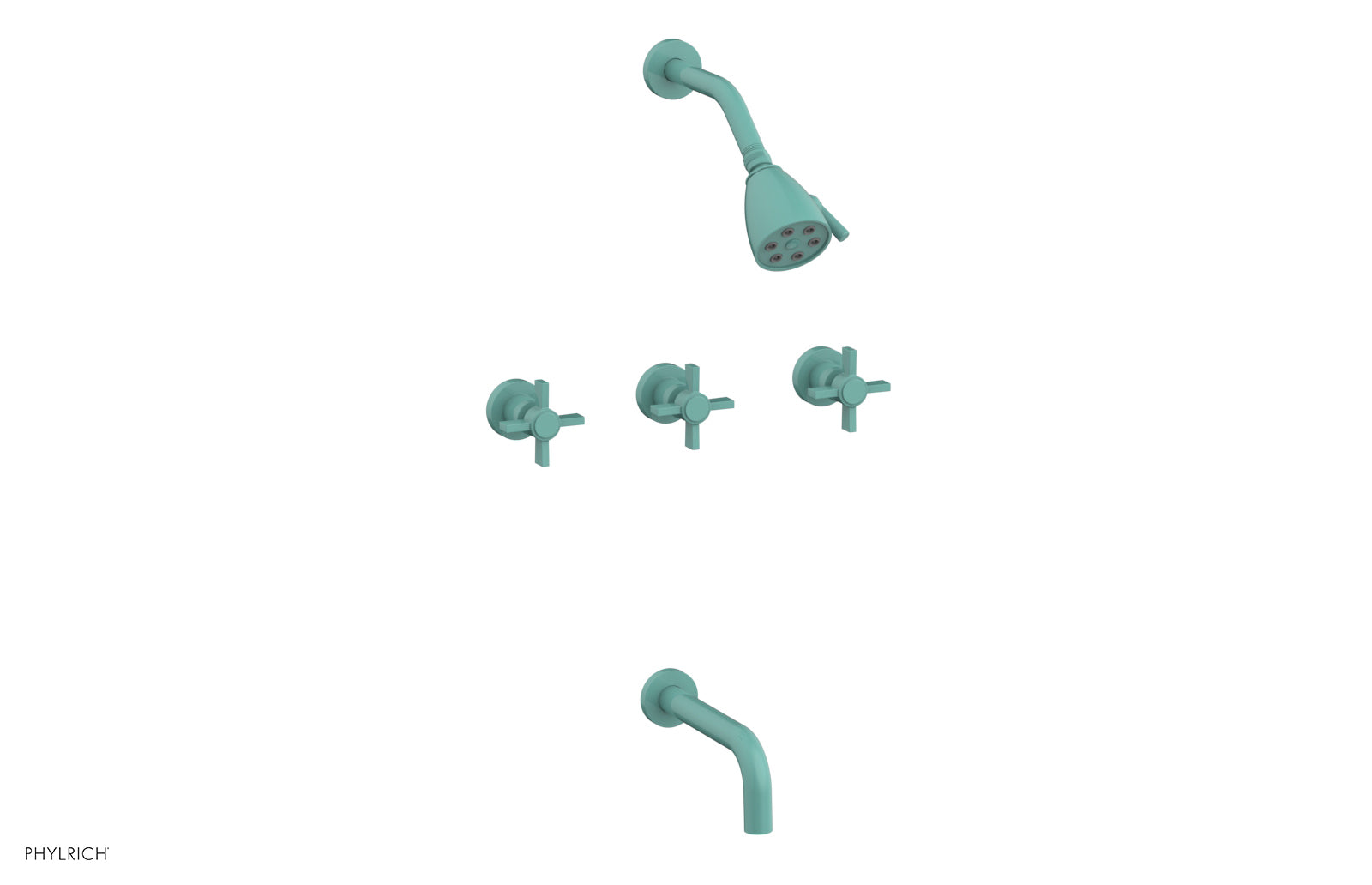 BASIC Three Handle Tub and Shower Set 7 1/2" Spout - Blade Cross Handles D2137