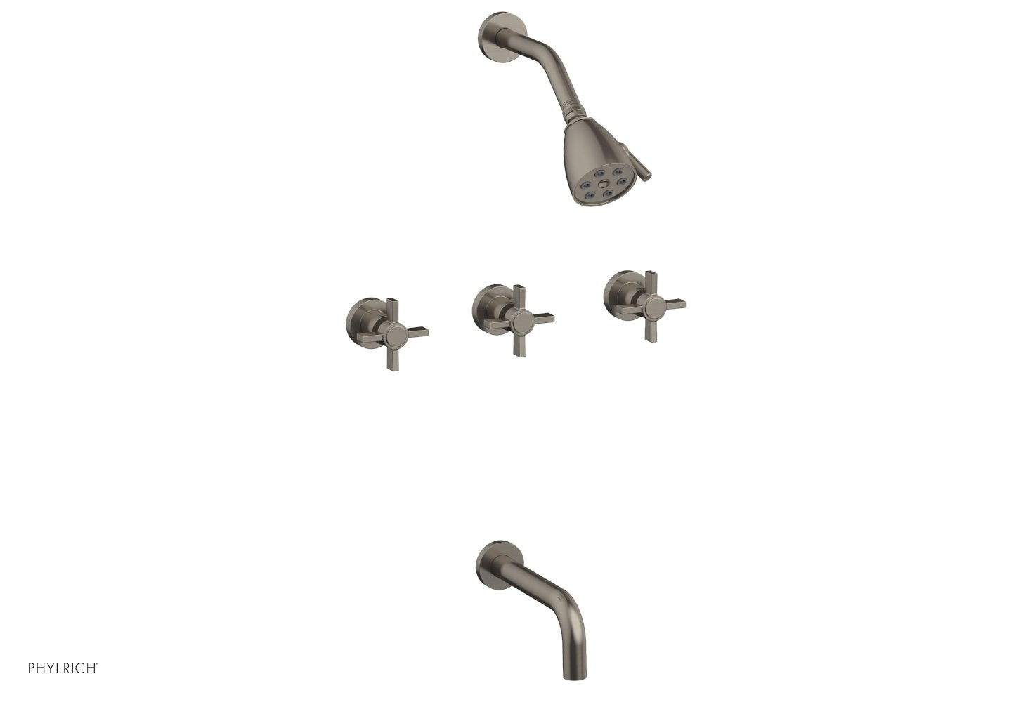 BASIC Three Handle Tub and Shower Set 7 1/2" Spout - Blade Cross Handles D2137