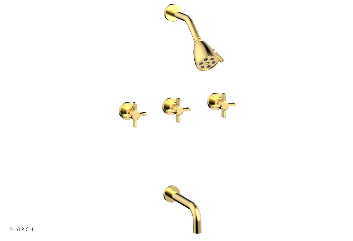 BASIC Three Handle Tub and Shower Set 7 1/2" Spout - Blade Cross Handles D2137
