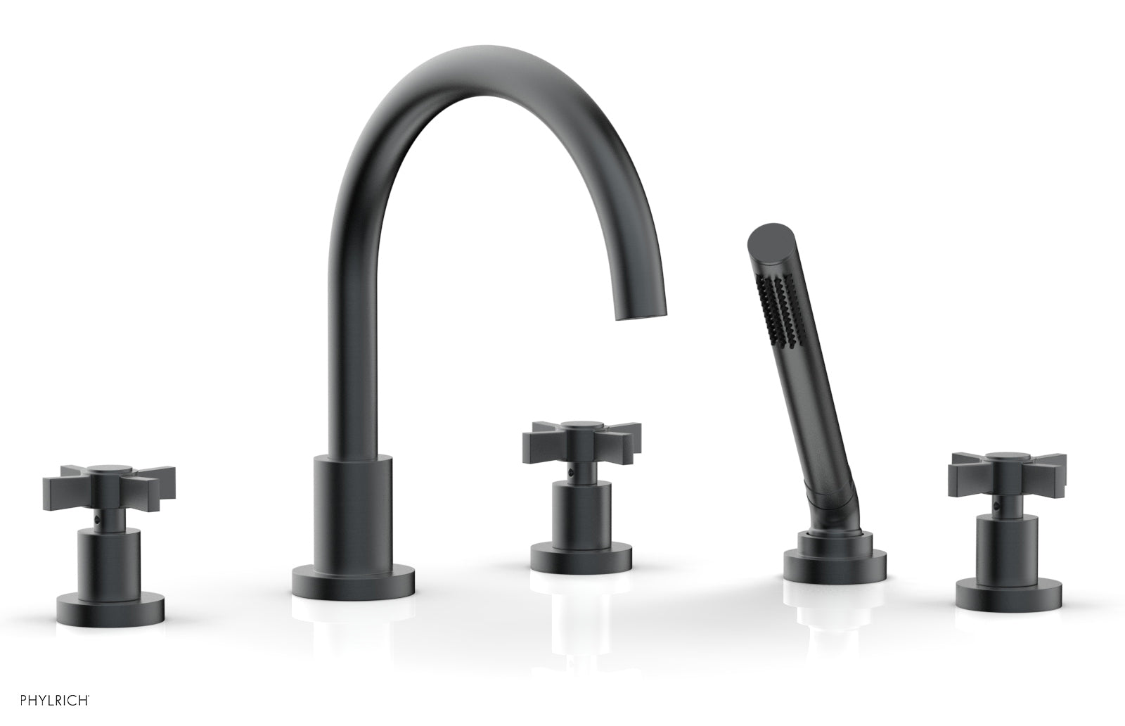 BASIC Deck Tub Set with Hand Shower - Blade Cross Handles D2137C1