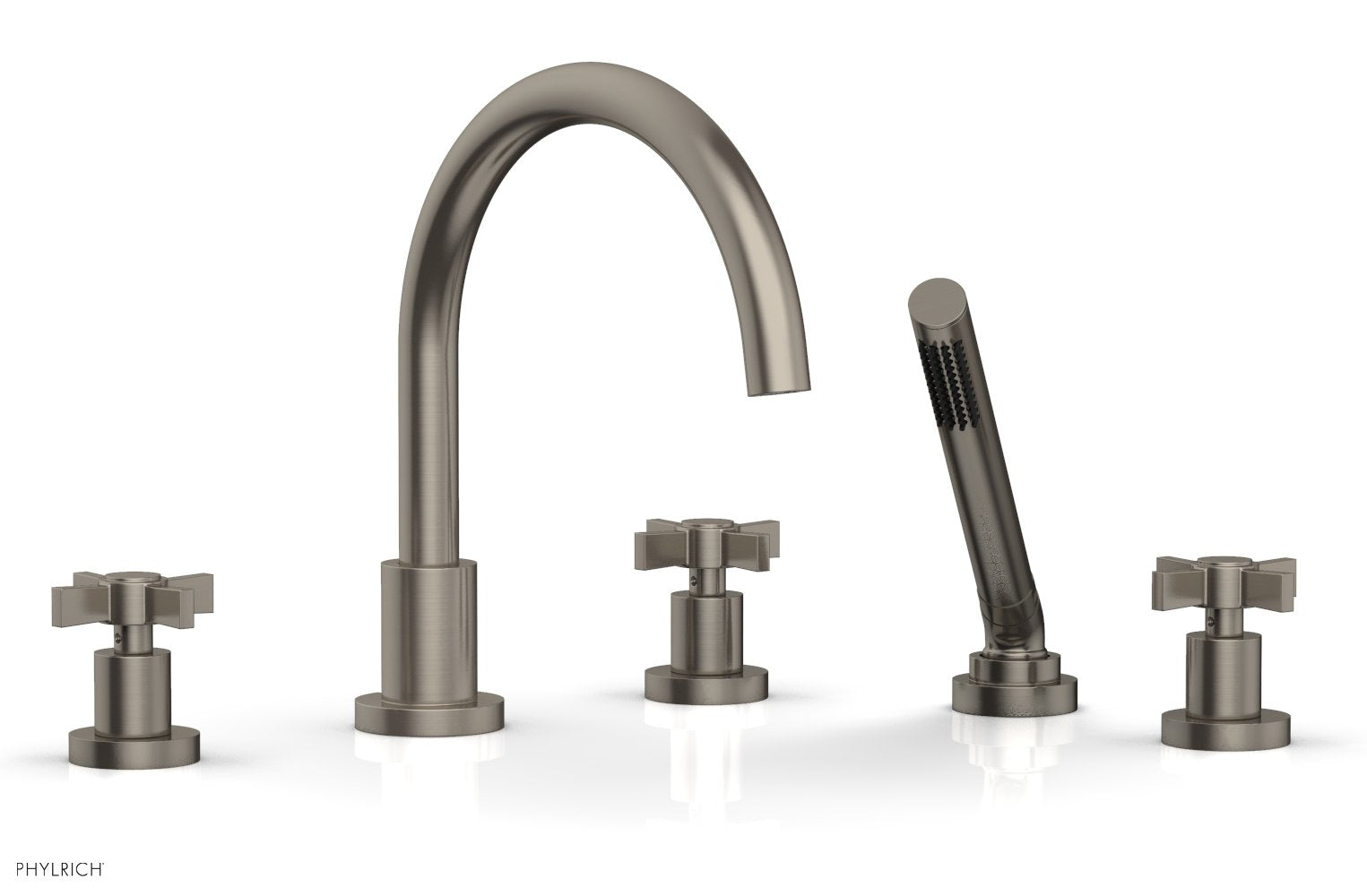 BASIC Deck Tub Set with Hand Shower - Blade Cross Handles D2137C1