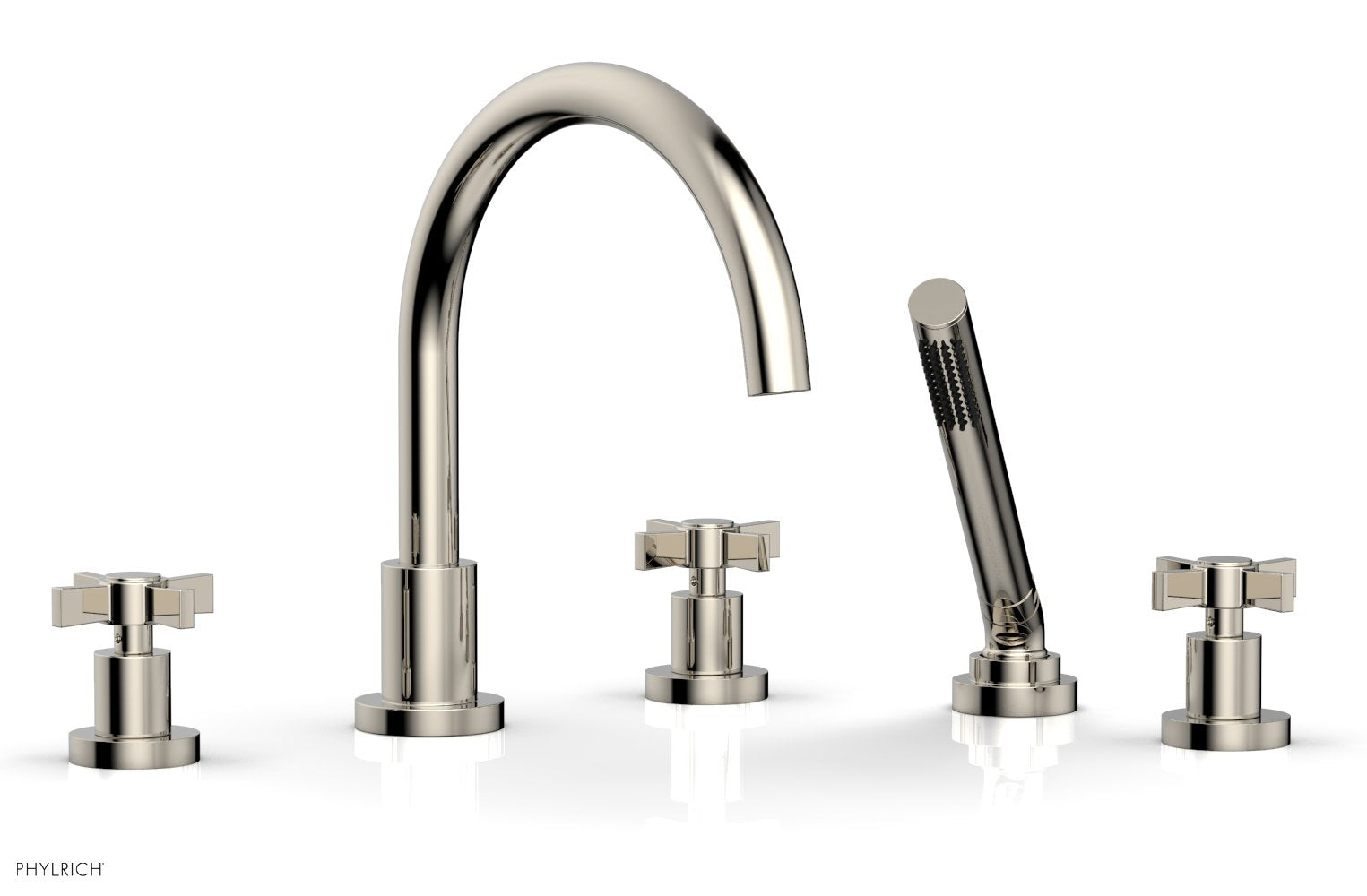 BASIC Deck Tub Set with Hand Shower - Blade Cross Handles D2137C1