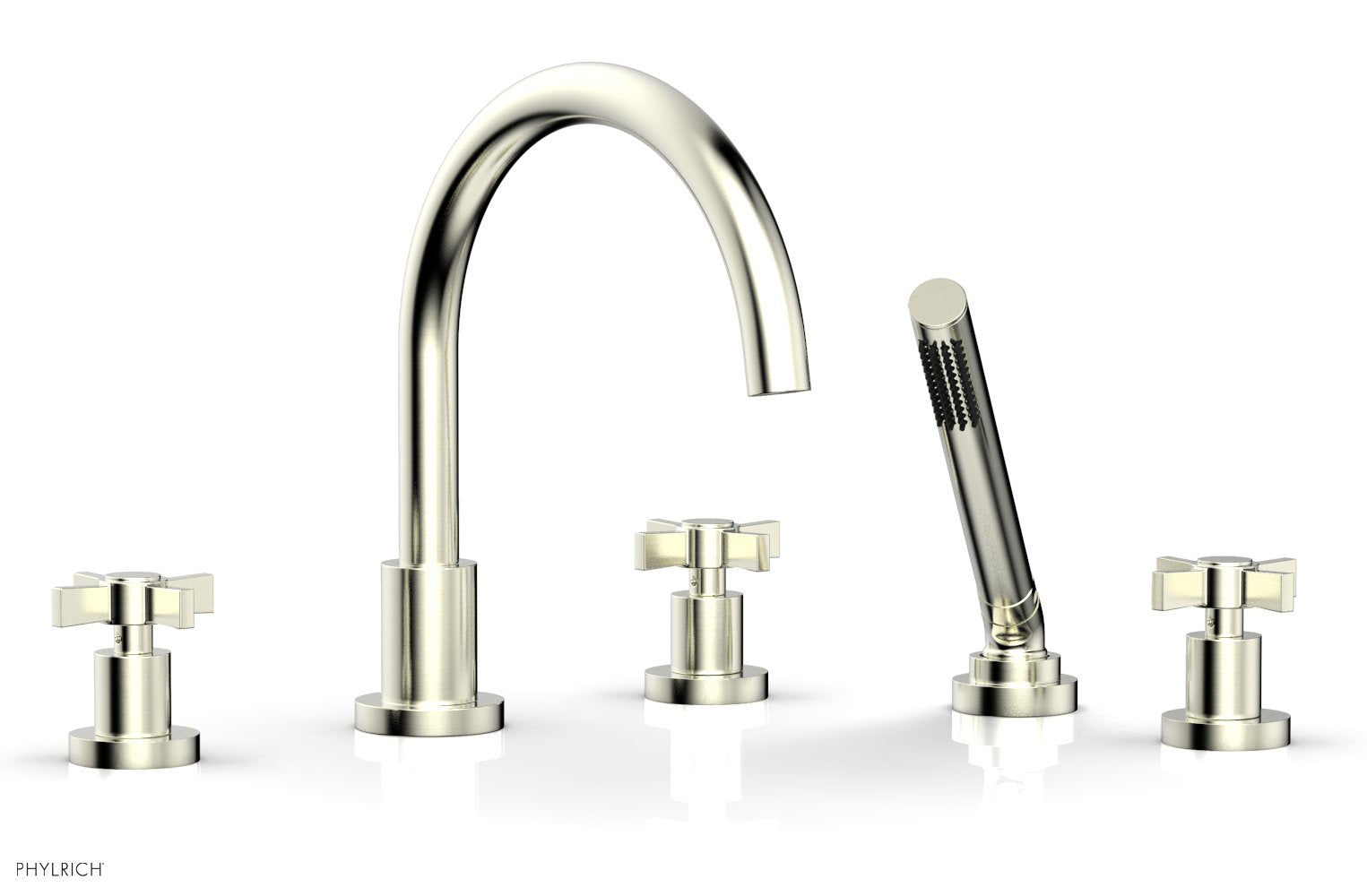 BASIC Deck Tub Set with Hand Shower - Blade Cross Handles D2137C1