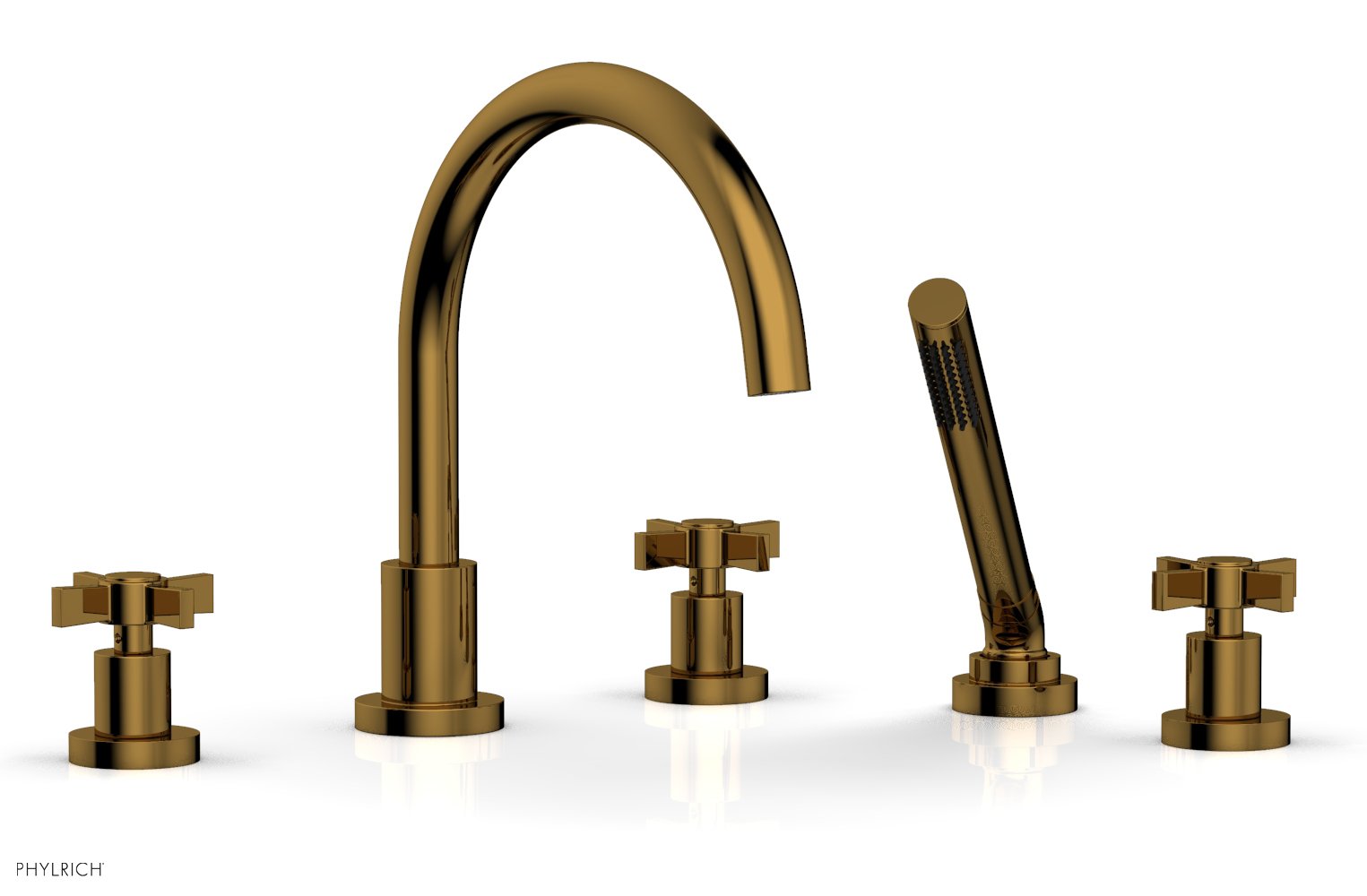 BASIC Deck Tub Set with Hand Shower - Blade Cross Handles D2137C1