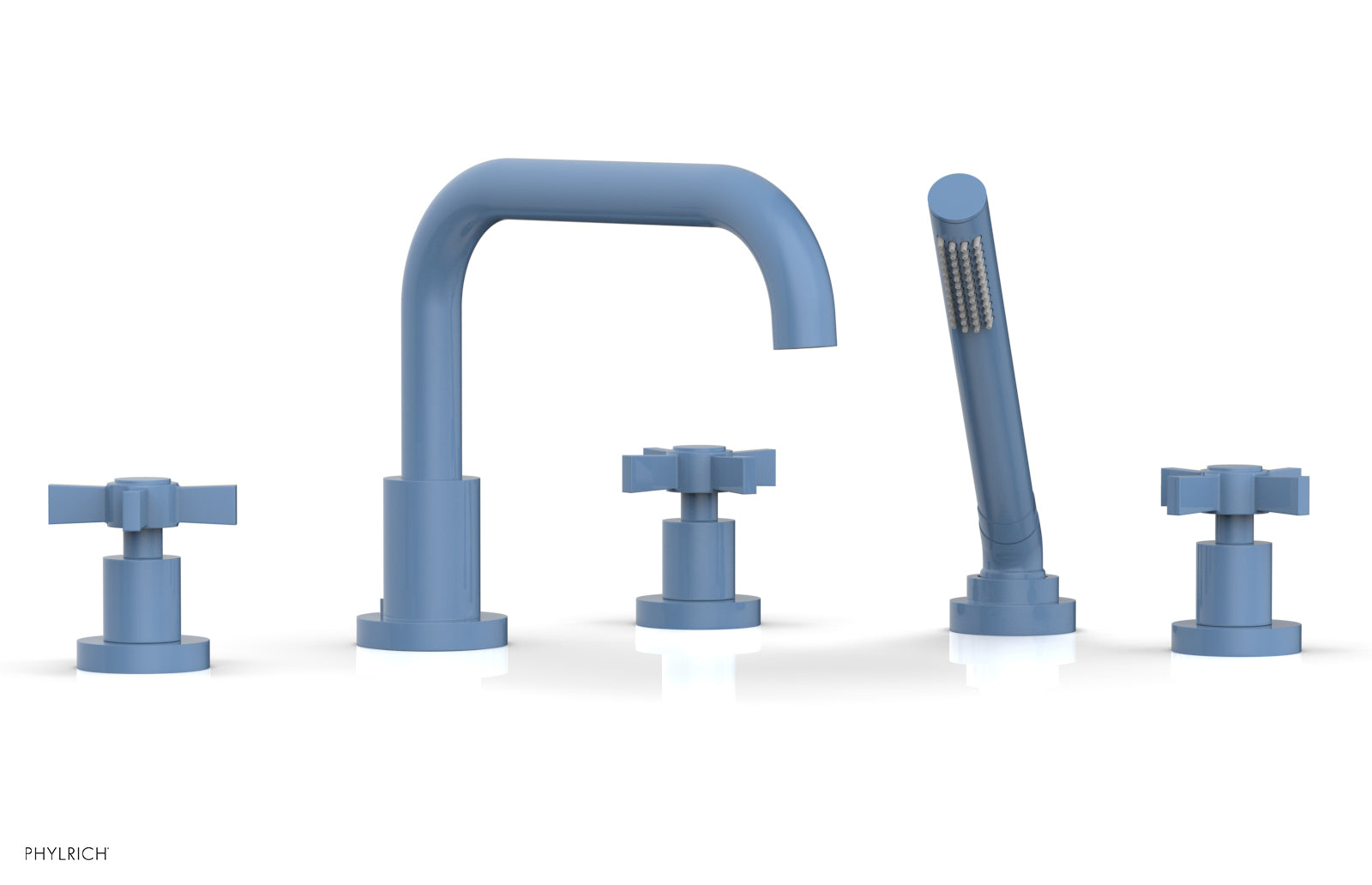 BASIC Deck Tub Set with Hand Shower - Blade Cross Handles D2139D1