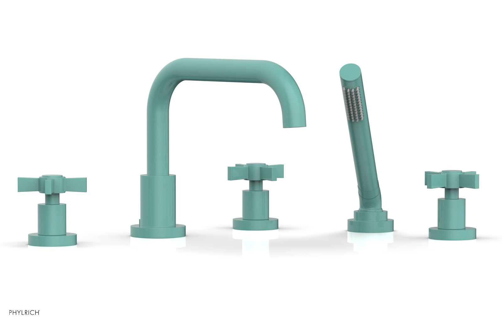 BASIC Deck Tub Set with Hand Shower - Blade Cross Handles D2139D1