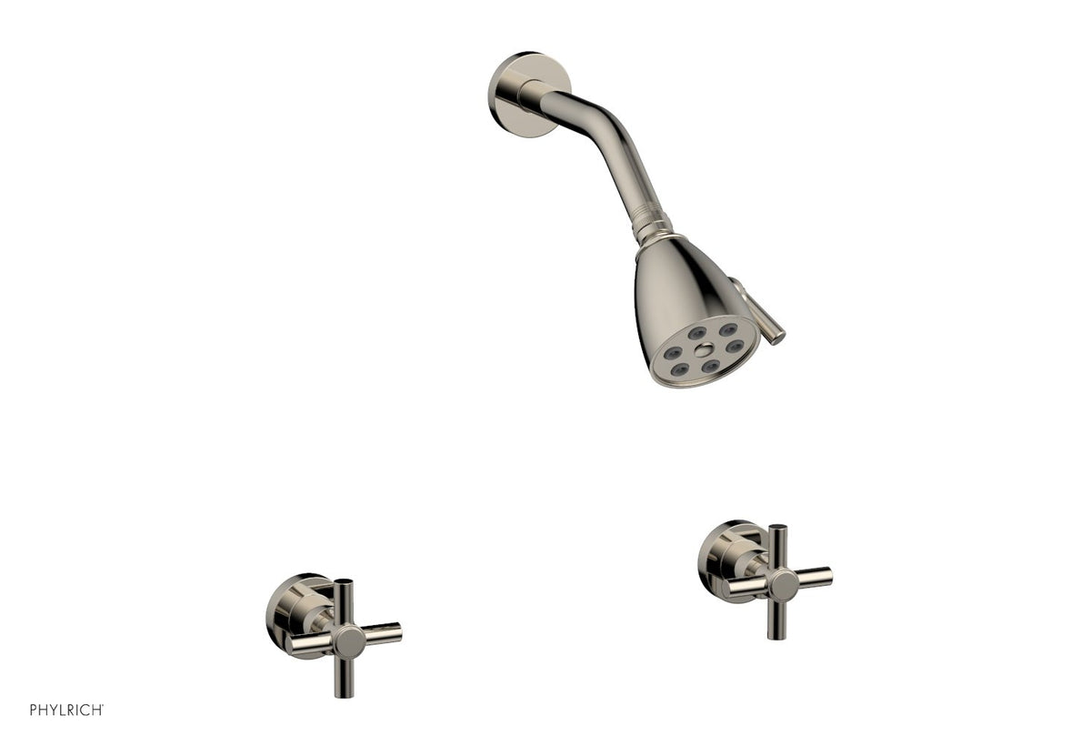 BASIC Two Handle Shower Set Tubular Cross Handles D3134 Phylrich