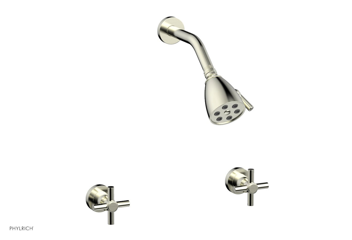 BASIC Two Handle Shower Set Tubular Cross Handles D3134 Phylrich