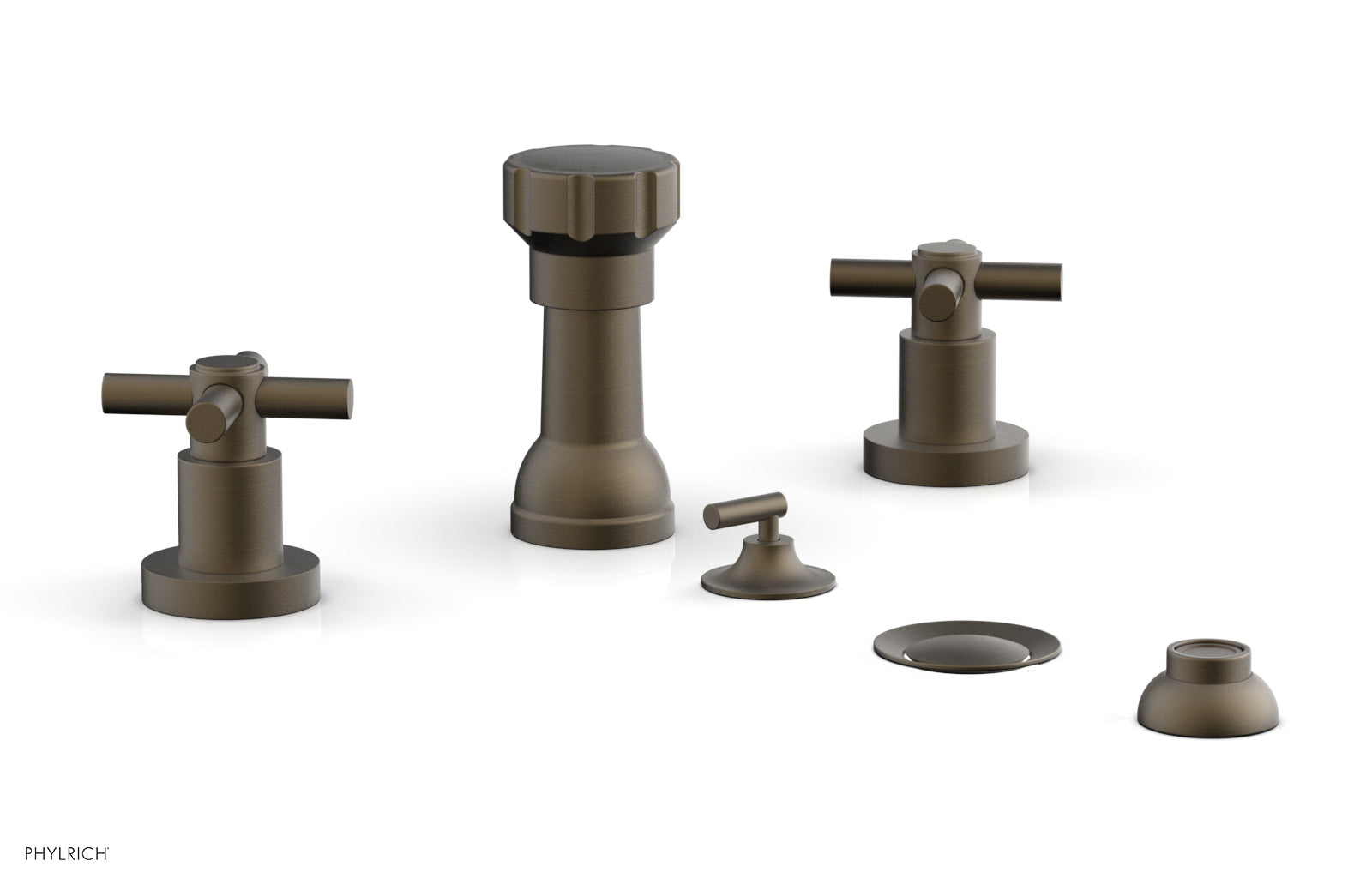 BASIC Four Hole Bidet Set - Tubular Cross Handles D4134