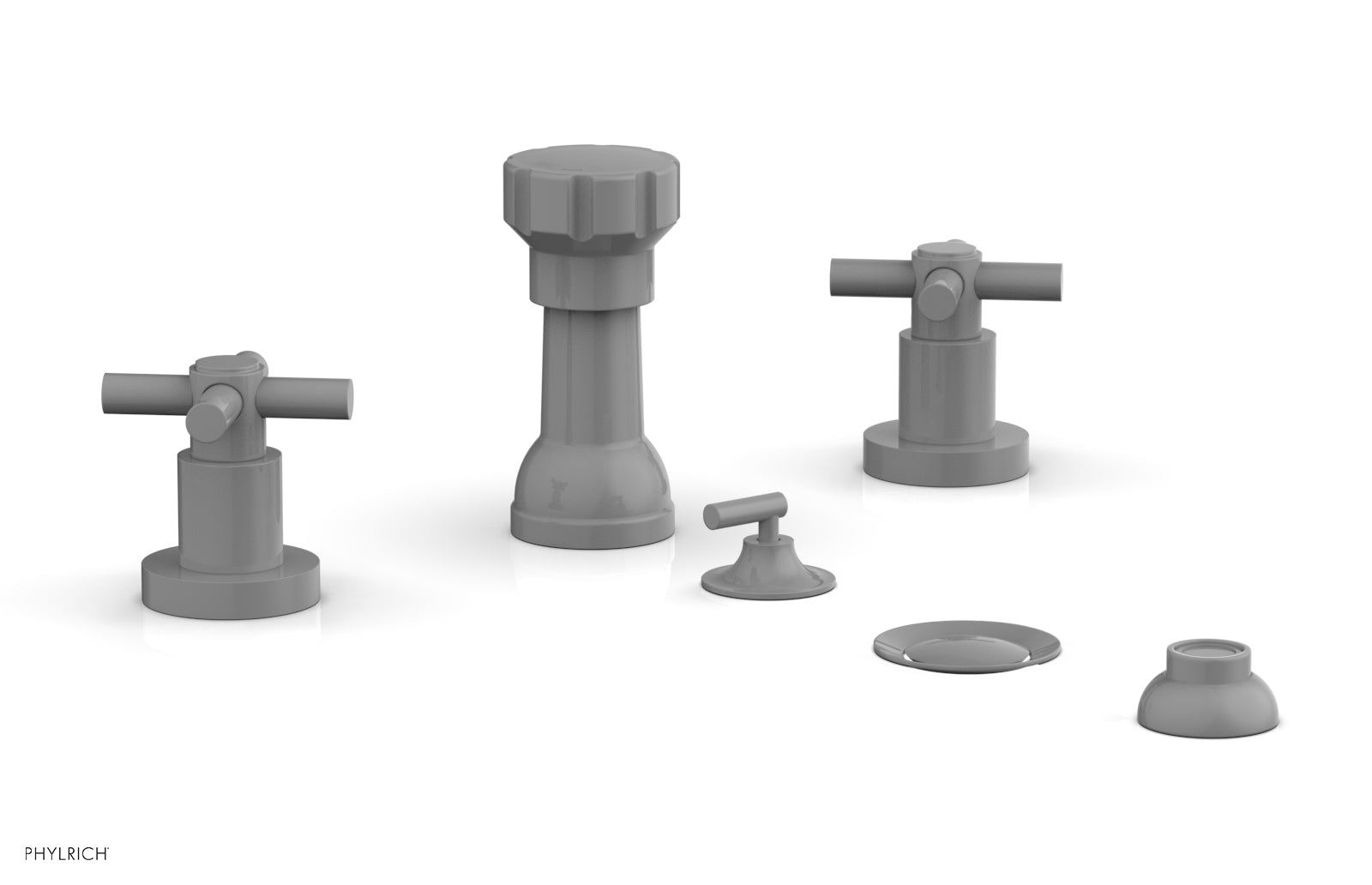 BASIC Four Hole Bidet Set - Tubular Cross Handles D4134