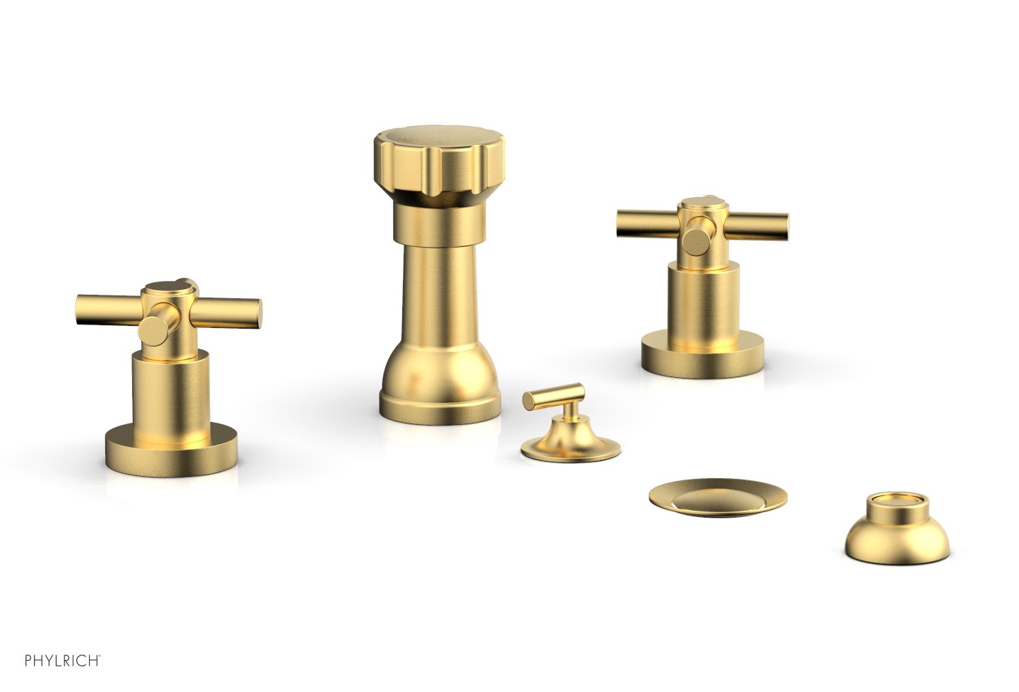 BASIC Four Hole Bidet Set - Tubular Cross Handles D4134