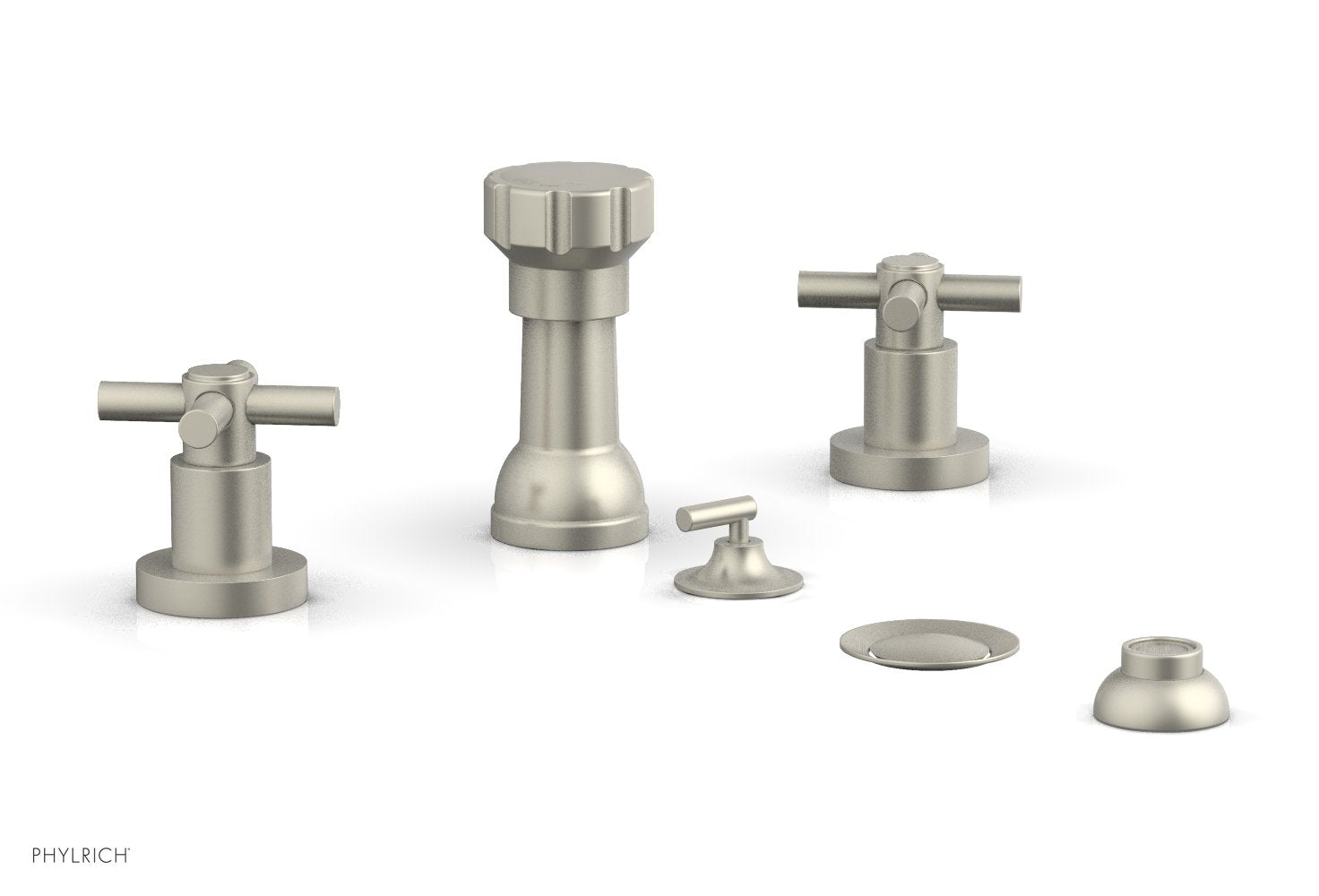 BASIC Four Hole Bidet Set - Tubular Cross Handles D4134